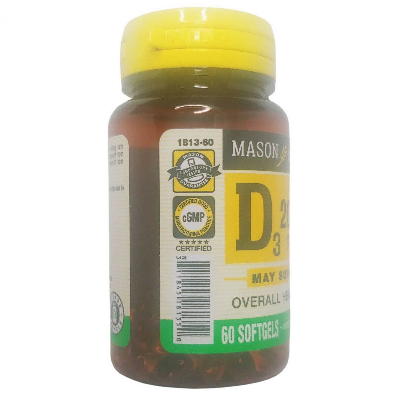 Mason Natural Vitamin D3 2000 IU (50 mcg), 60 Softgels