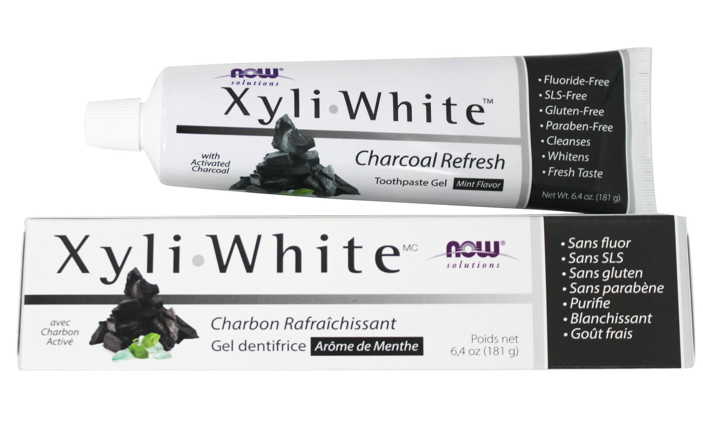 NOW Foods - XyliWhite, Charcoal Refresh Toothpaste Gel - 181g
