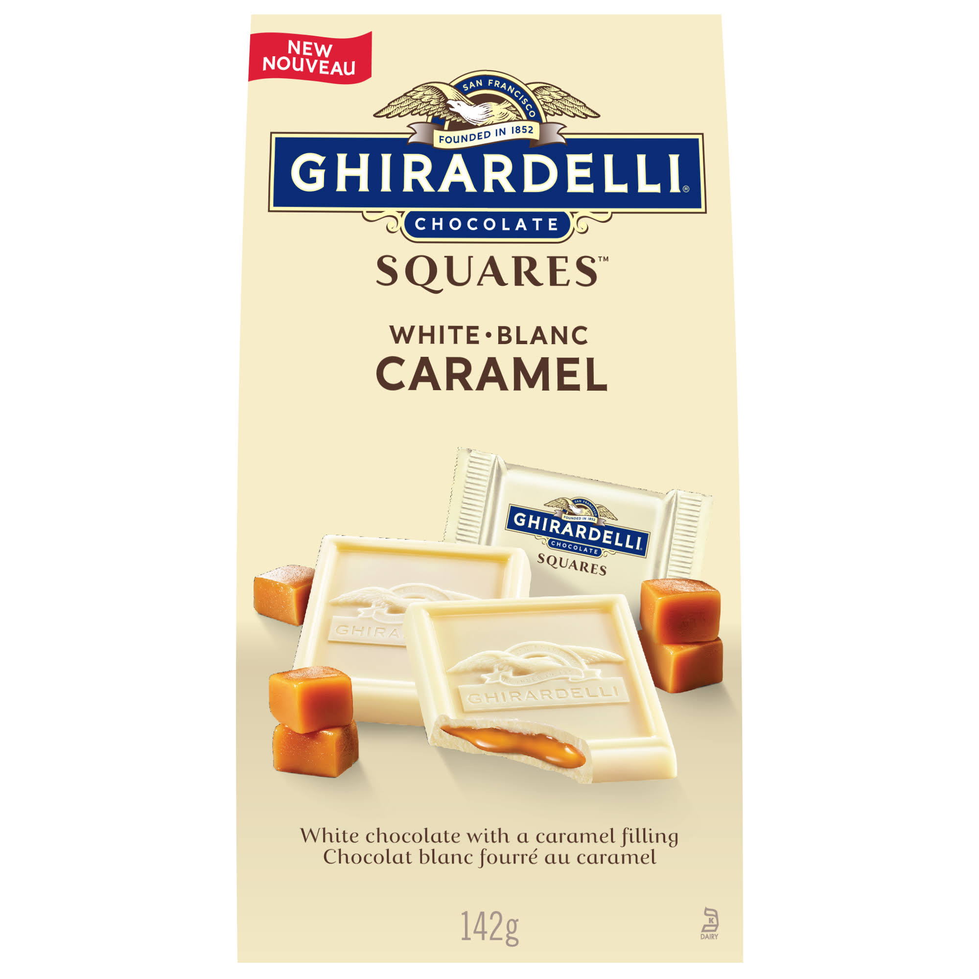 Ghirardelli Caramel White Chocolate Squares, 142-Gram Bag