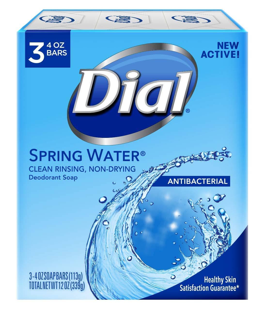 Dial Antibacterial Deodorant Soap - 3 Bars, Spring Water, 339g