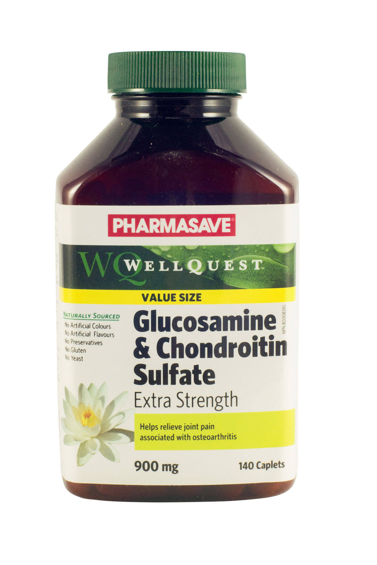 PHARMASAVE WELLQUEST GLUCOSAMINE & CHONDROITIN SULFATE CAPLET 900MG 140S