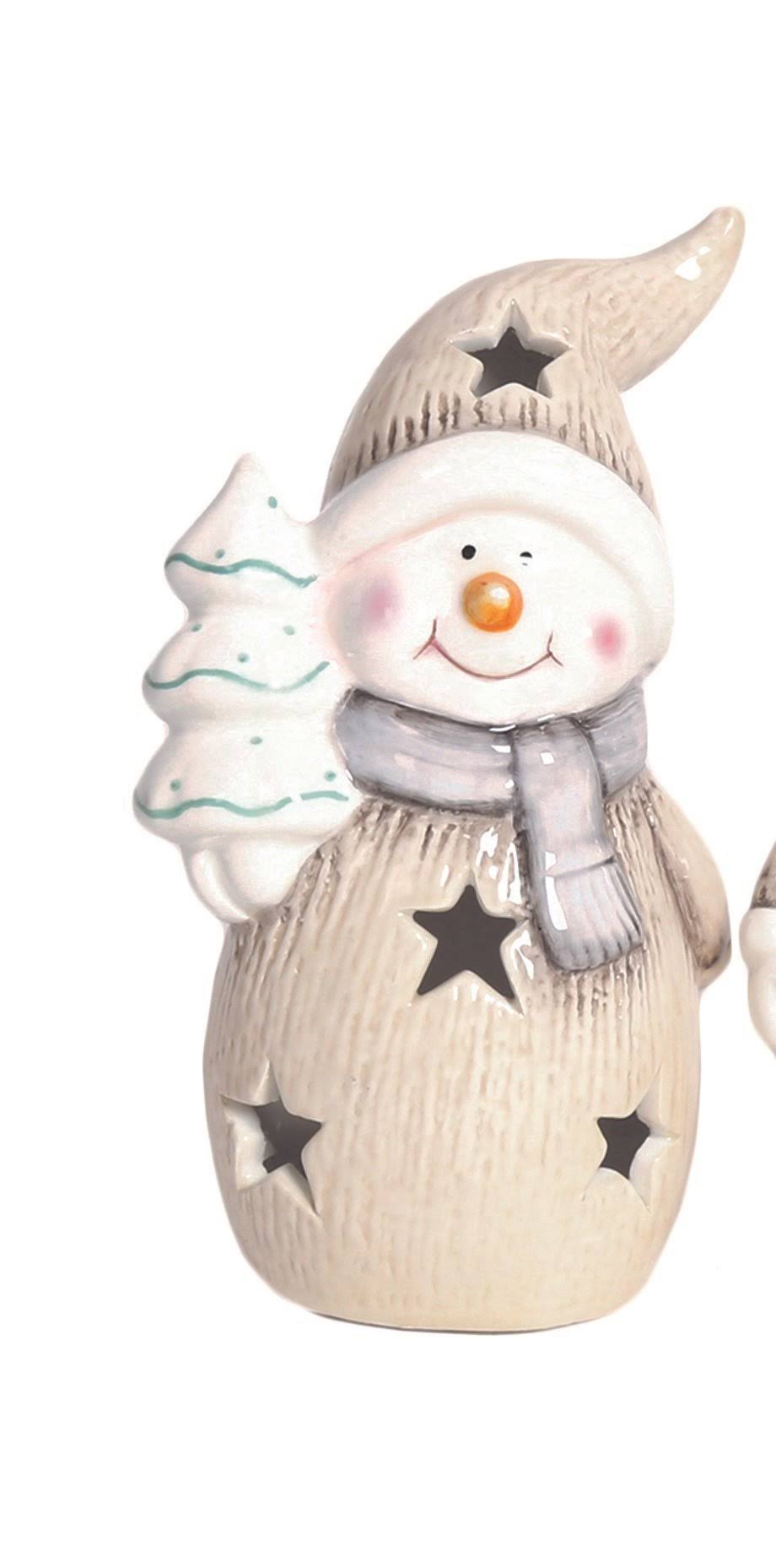 Straits Home & Gift Cosy LED Snowmen with Christmas Tree and Star Ornaments, LED Snowman with Star