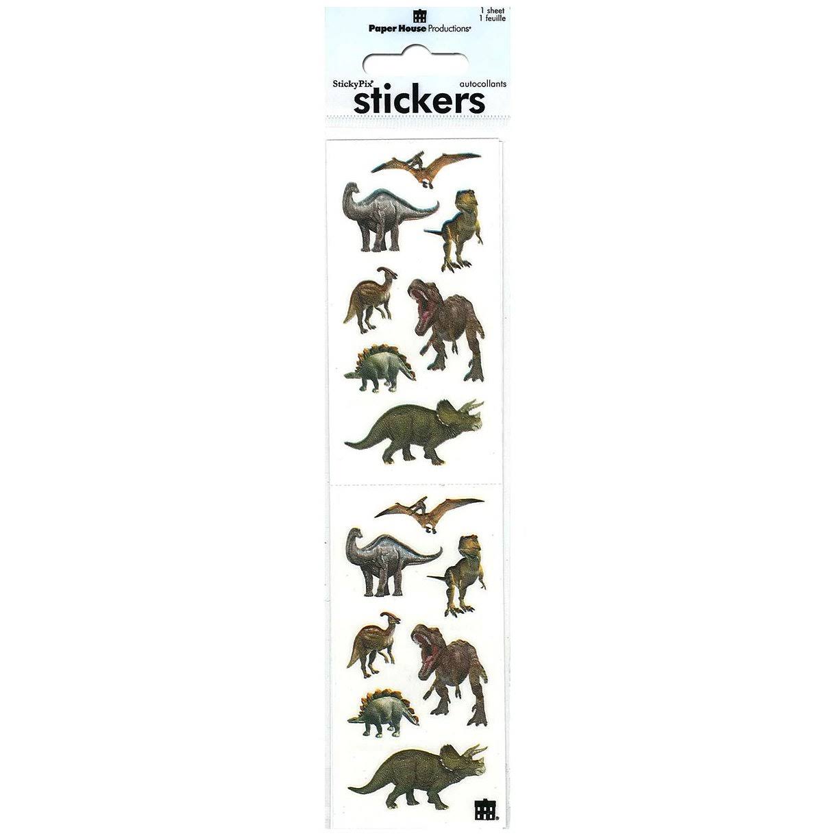 Paper House Stickers 2"X4" 3/Pkg-Dinosaurs