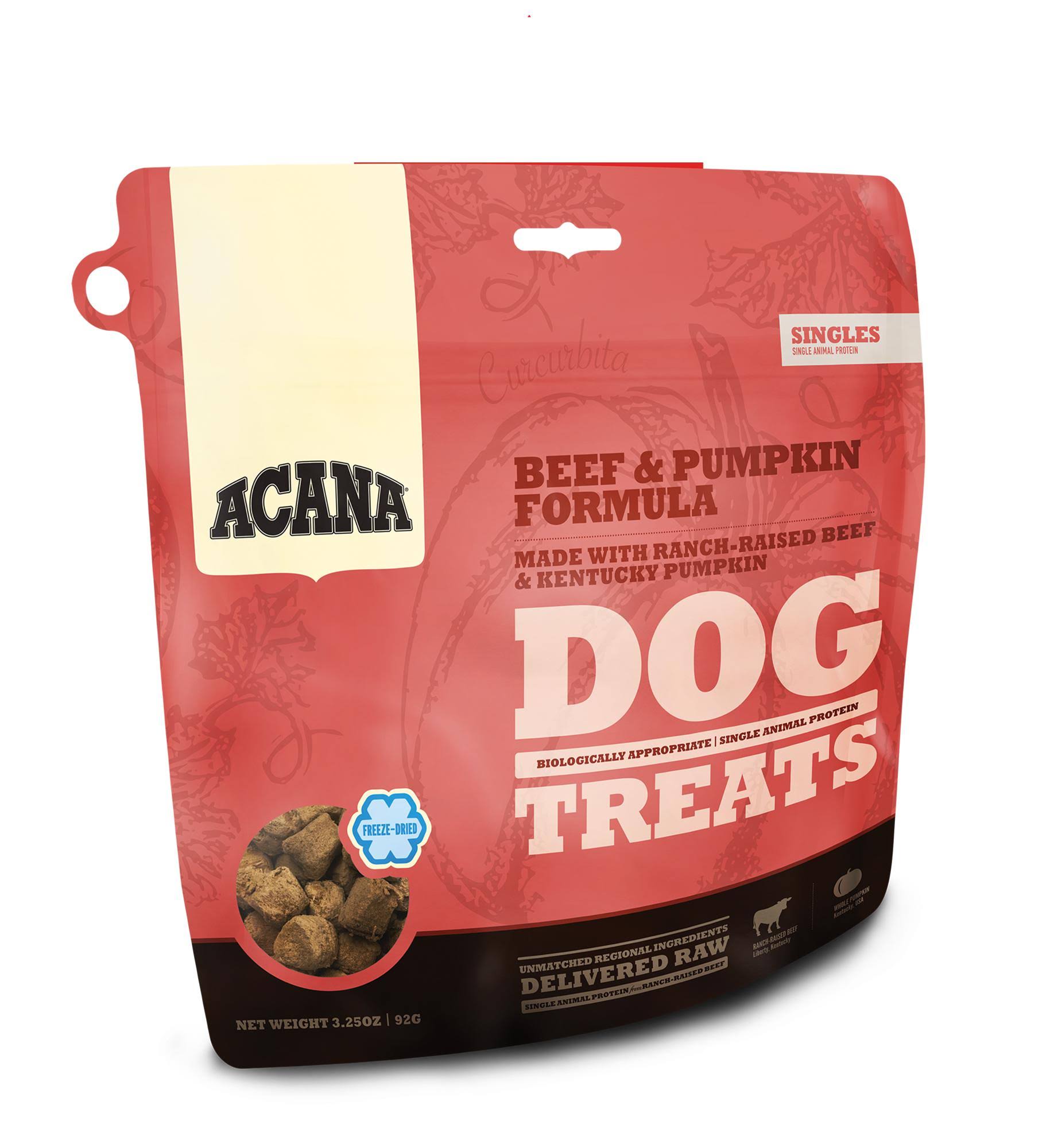 Acana Singles Limited Ingredient Freeze-Dried Dog Treats, Beef & Pumpkin, Biologically Appropriate & Grain Free, 1.25 Ounce