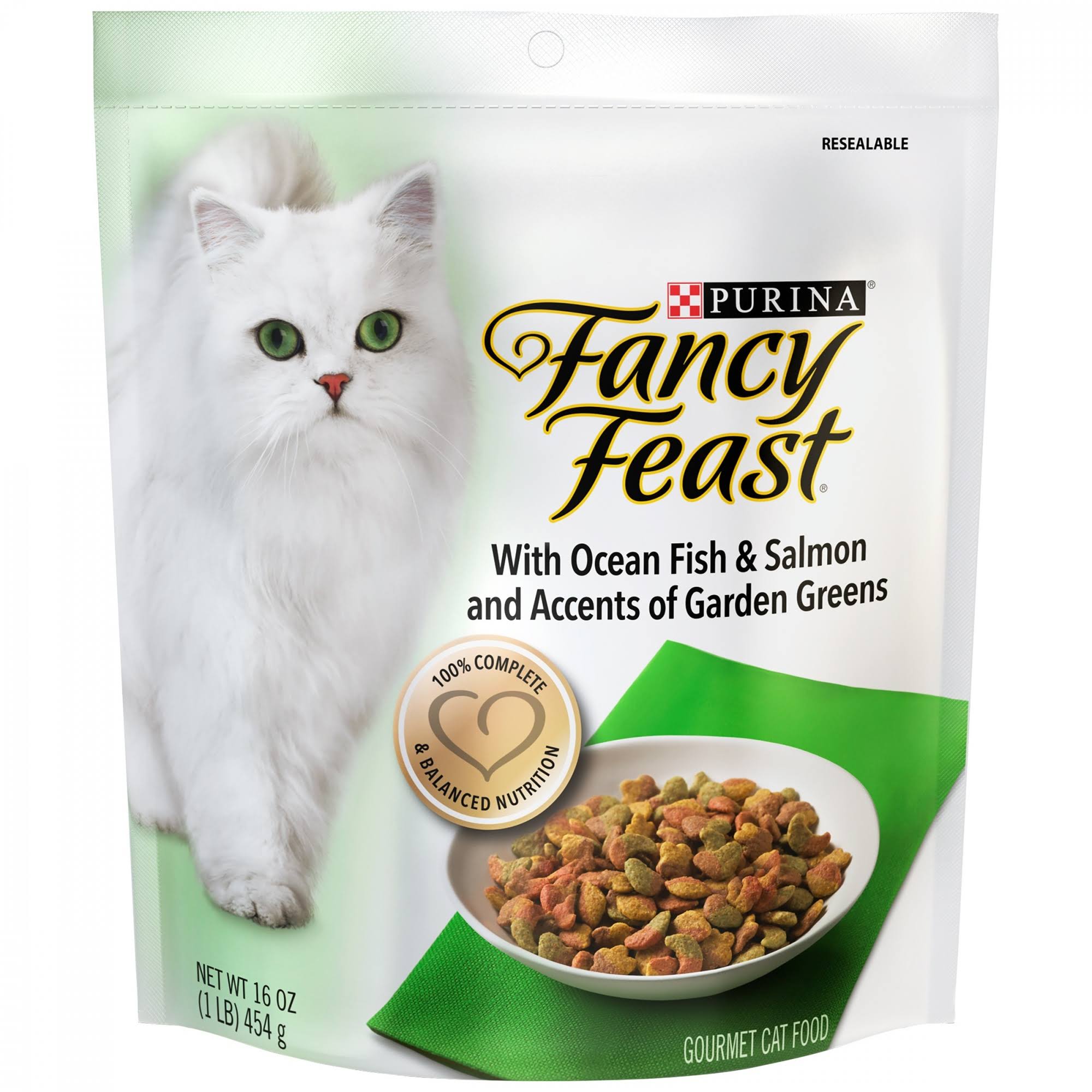 Purina Fancy Feast Gourmet Cat Food - Ocean Fish and Salmon and Accents of Garden Greens, 16oz