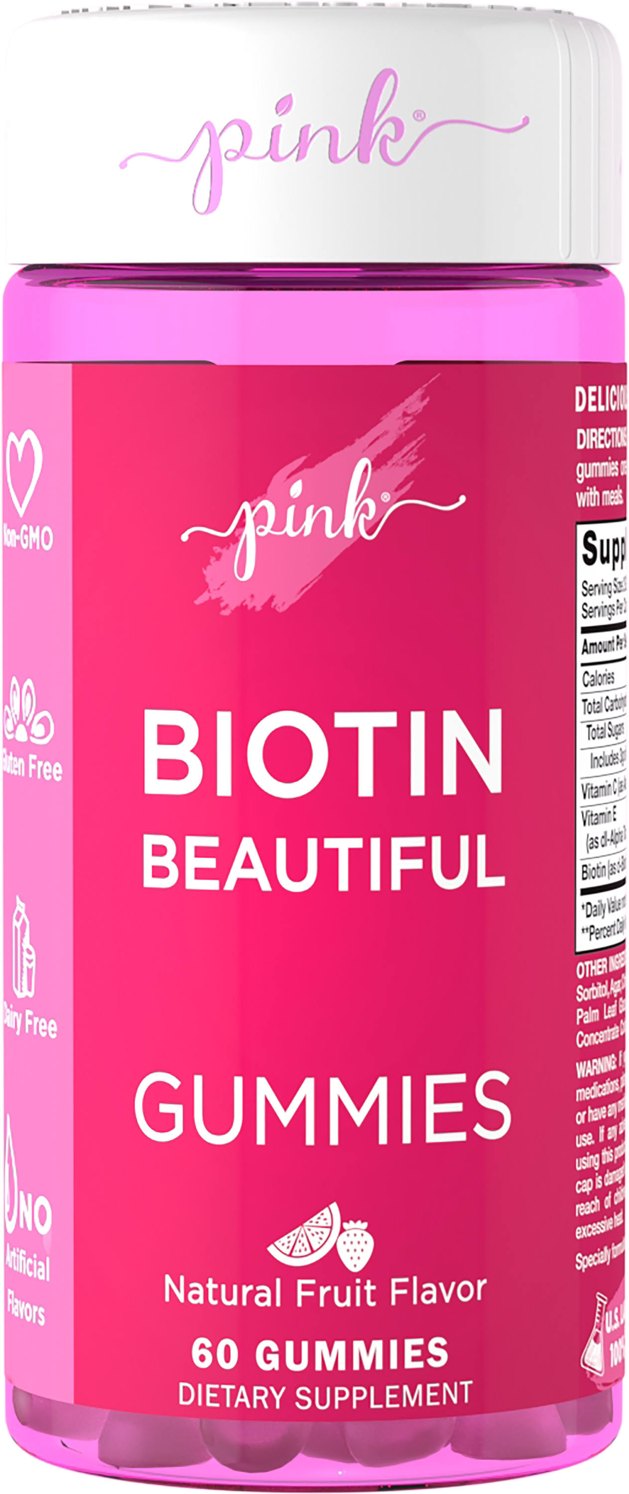 Pink Biotin Beautiful, Gummies, Natural Fruit Flavor - 60 gummies