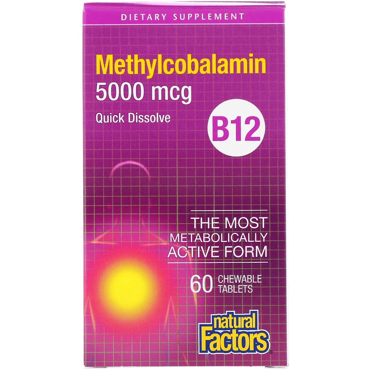Natural Factors B12 Methylcobalamin - 5000 mcg, 60 Chewable Tablets