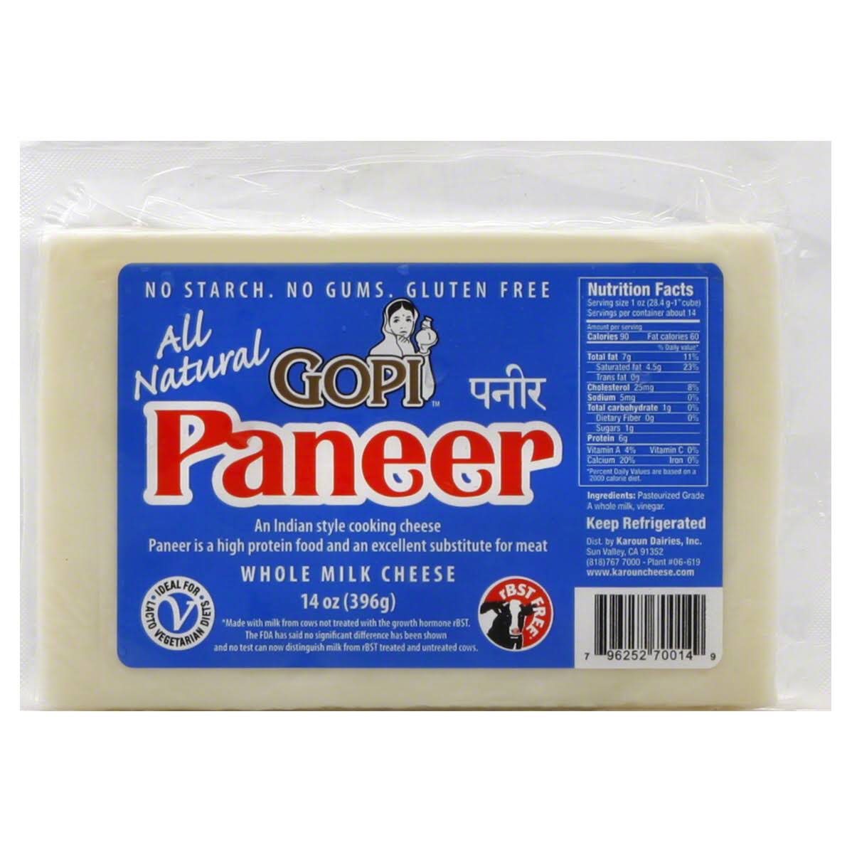 Gopi Cheese, Whole Milk, Paneer - 14 oz