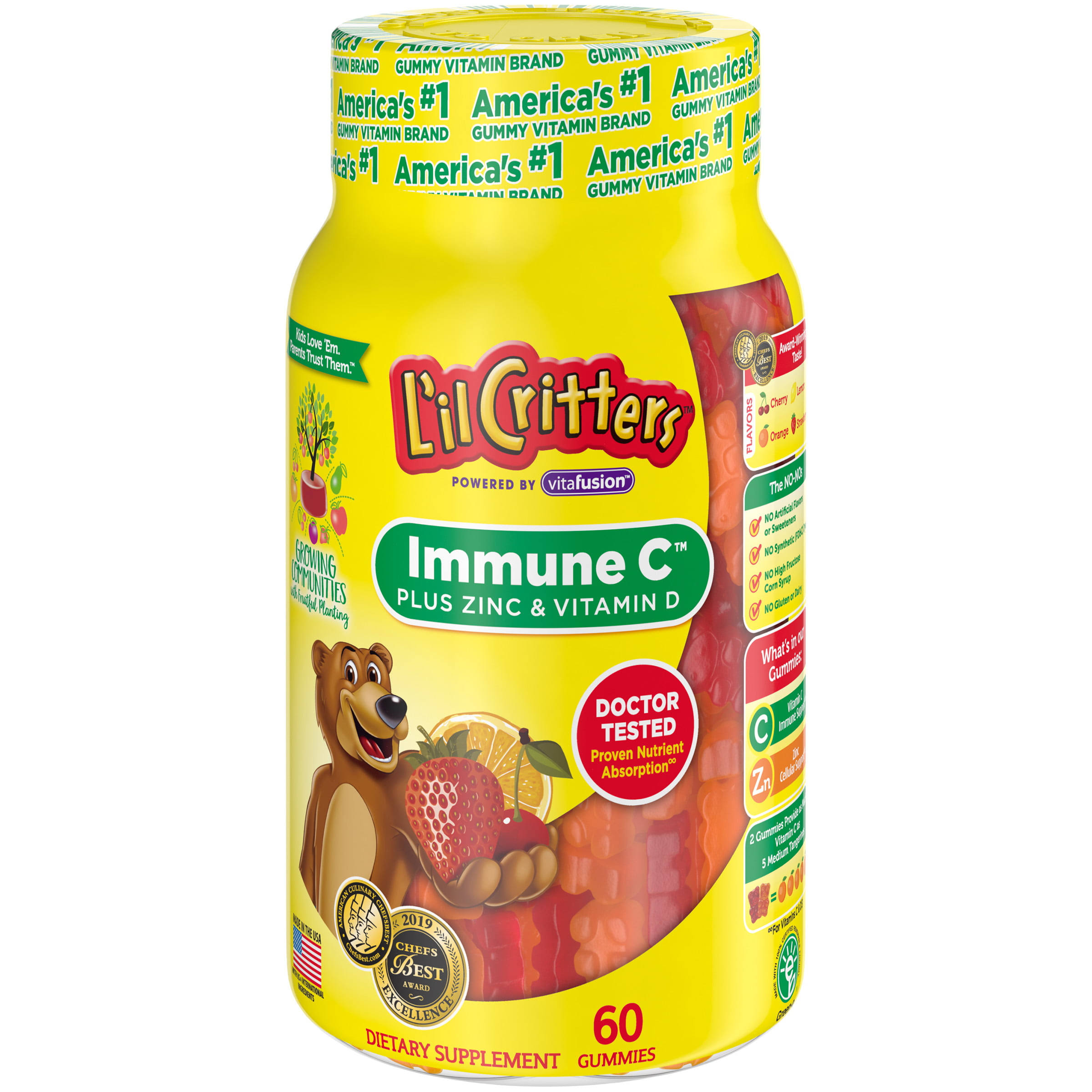 L'il Critters Immune C plus Zinc & Echinacea Dietary Supplement - 60ct