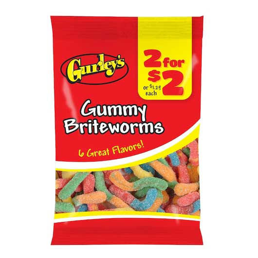 2 for Gummy Brite Worms, 3.75 Ounce - 12 per Pack -- 2 Packs per Case