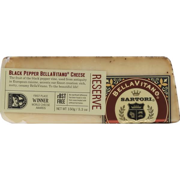 Sartori Bellavitano Cheese, Black Pepper - 150 g