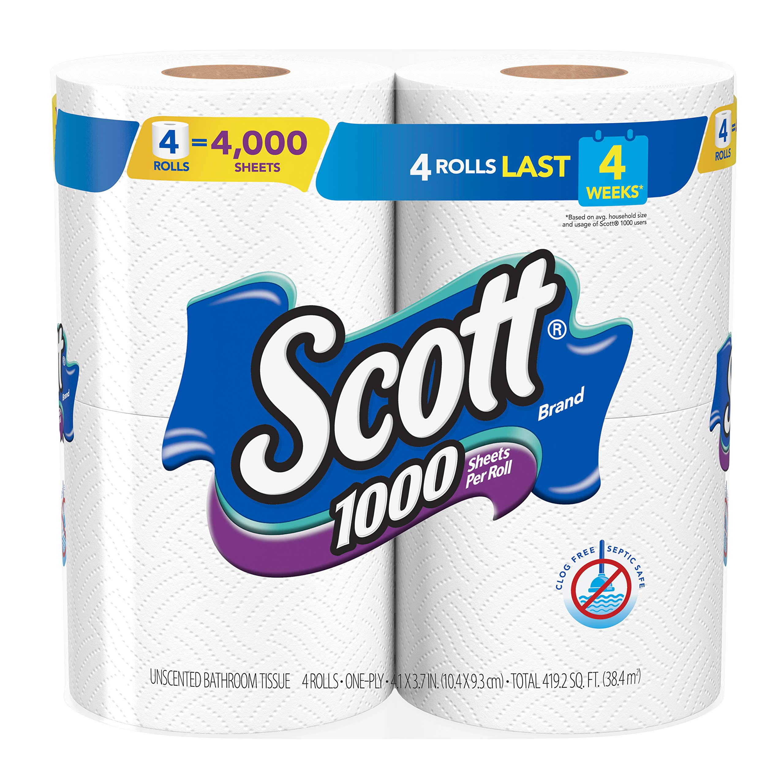 Scott Unscented Bathroom Tissue Rolls - 4pk
