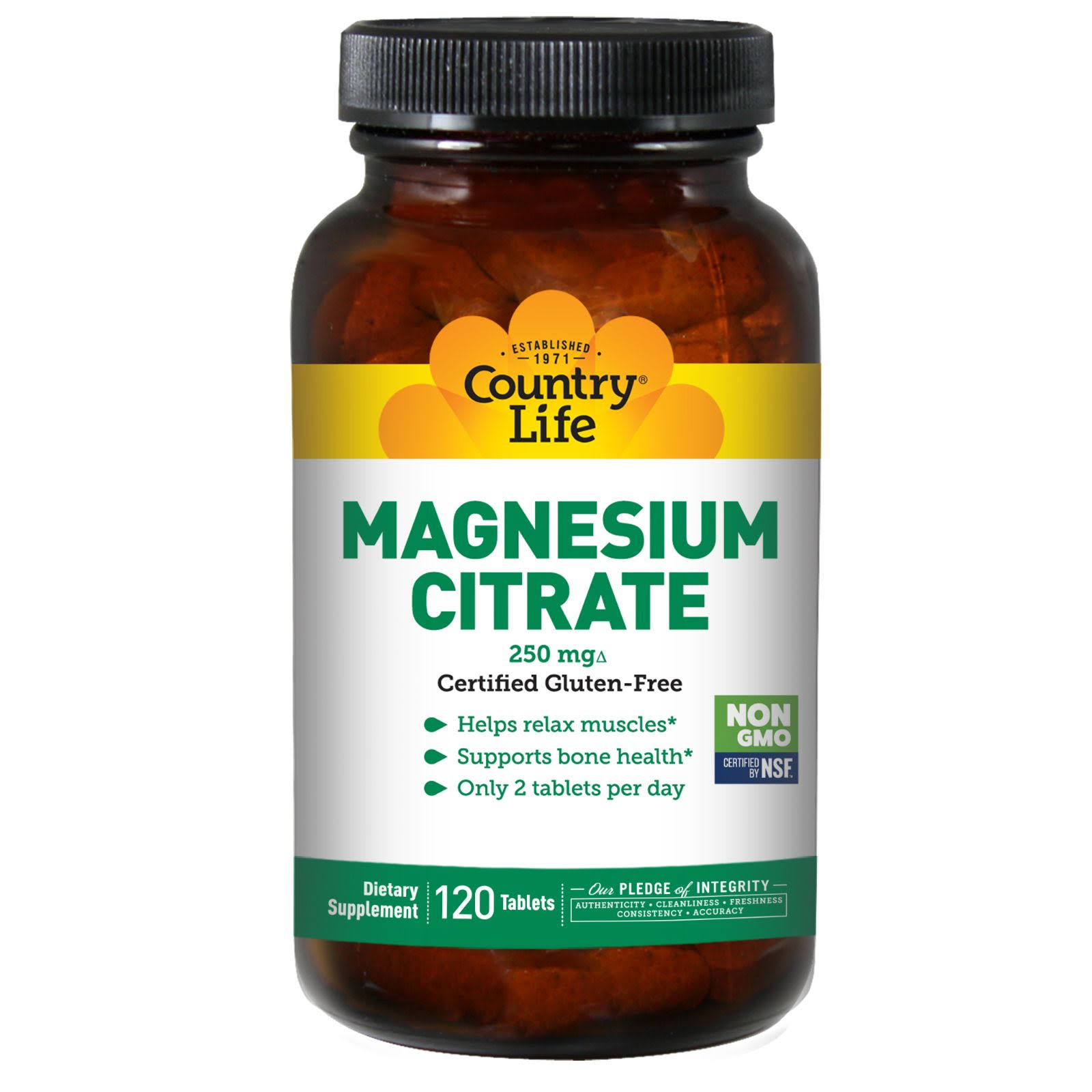 Country Life - Magnesium Citrate, 250 MG - 120 Tablets