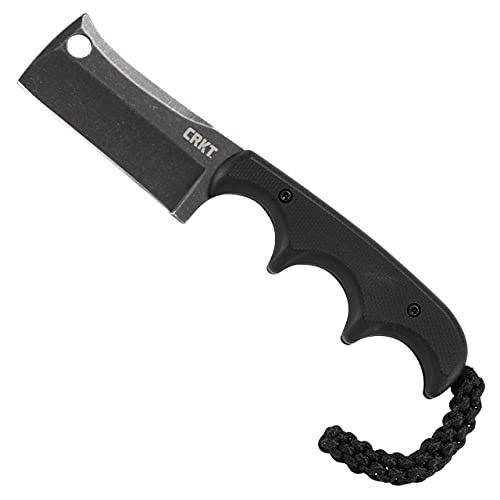 CRKT 2383K Folts Minimalist Cleaver Blackout Fixed Blade Neck Knife 2.1" Black Stonewashed Blade, G10 Handles, Sheath