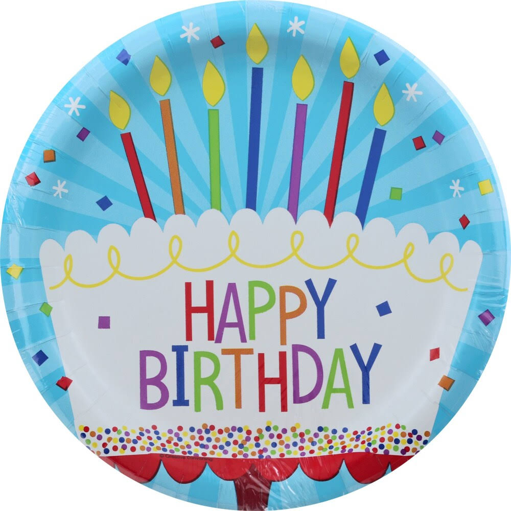 Cake Birthday Large Paper Plates (Pack of 8)