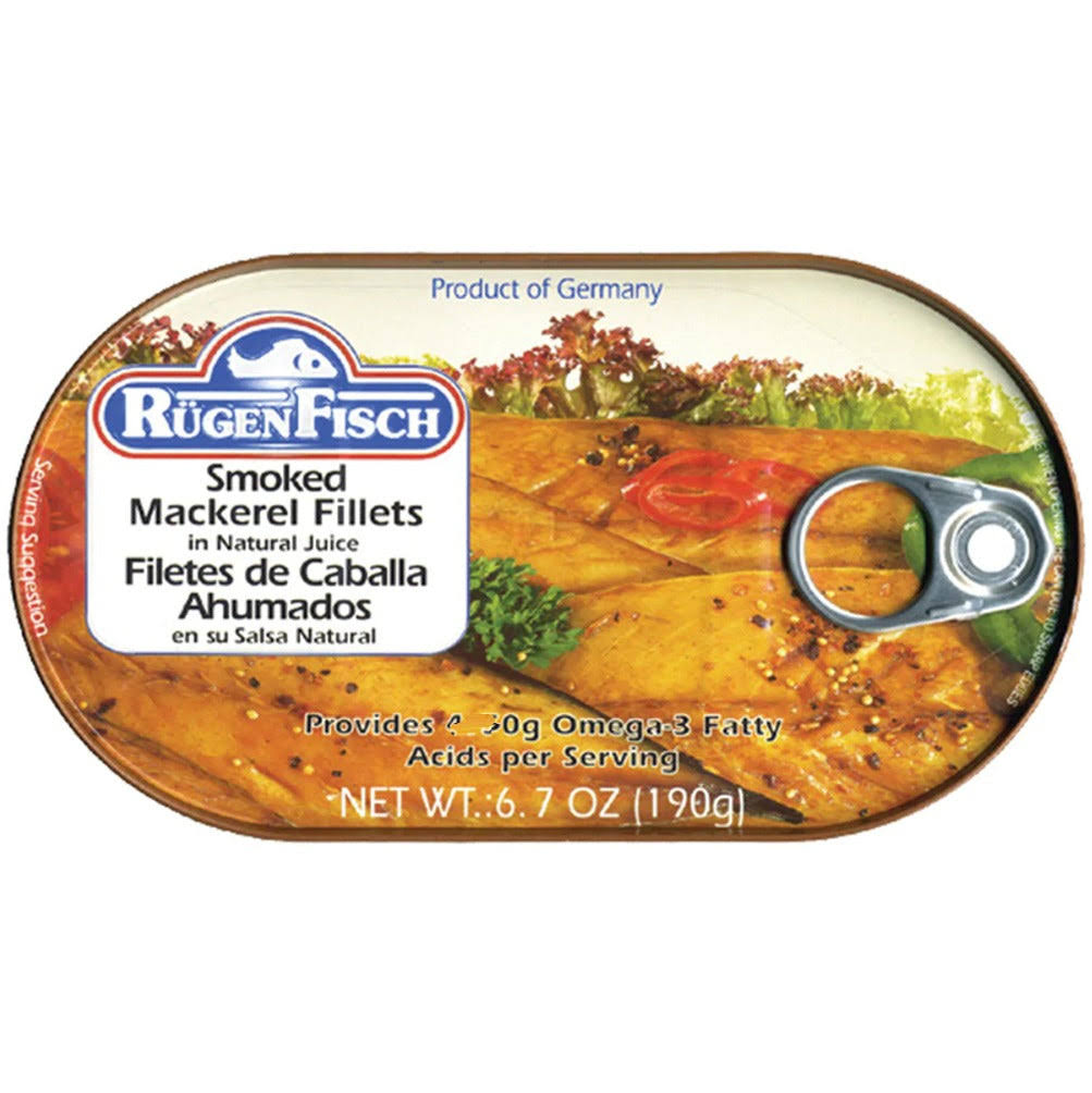 RügenFisch Smoked Mackerel in Natural Juices, 6.7 Ounce
