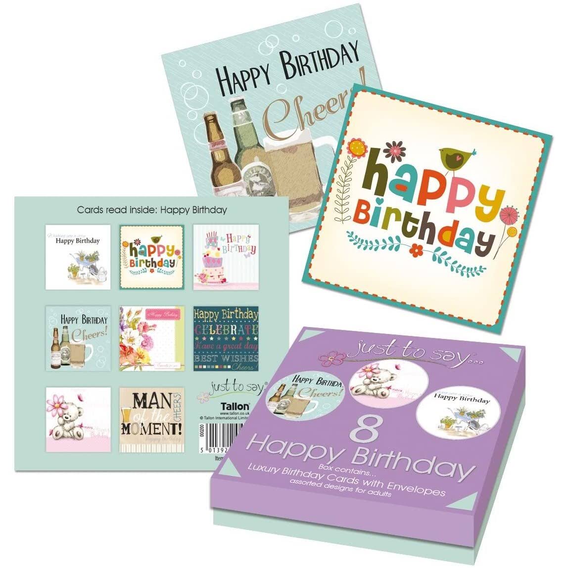 Just to Say 8 Adult Birthday Cards in Keepsake Box 4491
