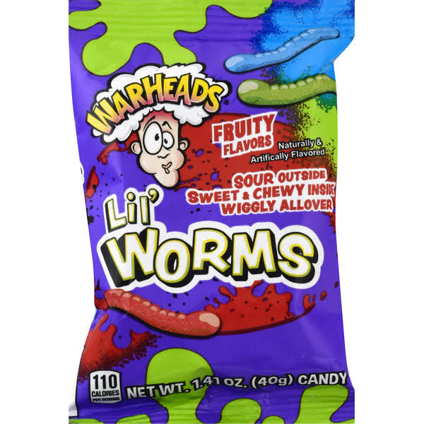 Warheads Candy, Lil' Worms, Fruity Flavors - 1.41 oz