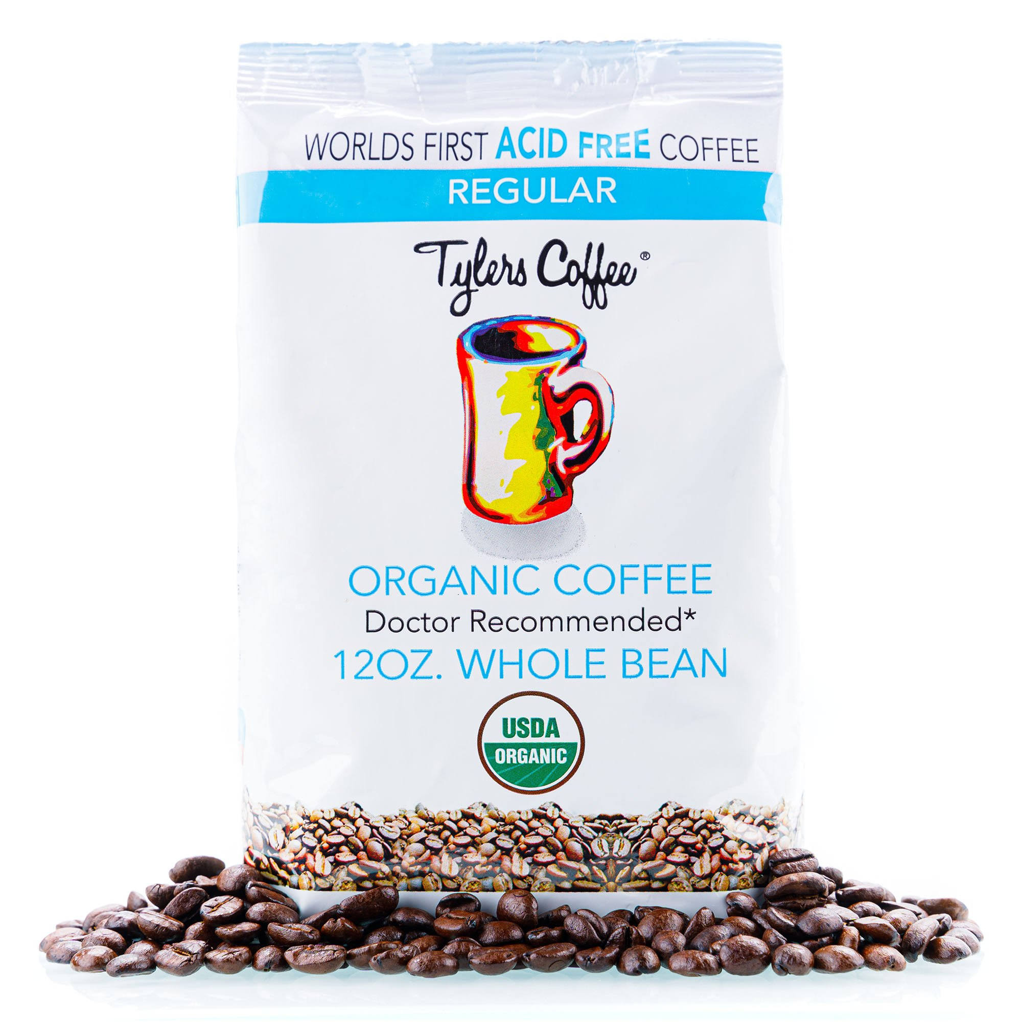 Tylers Coffees, Organic Coffee, Regular, Whole Bean, 12 oz