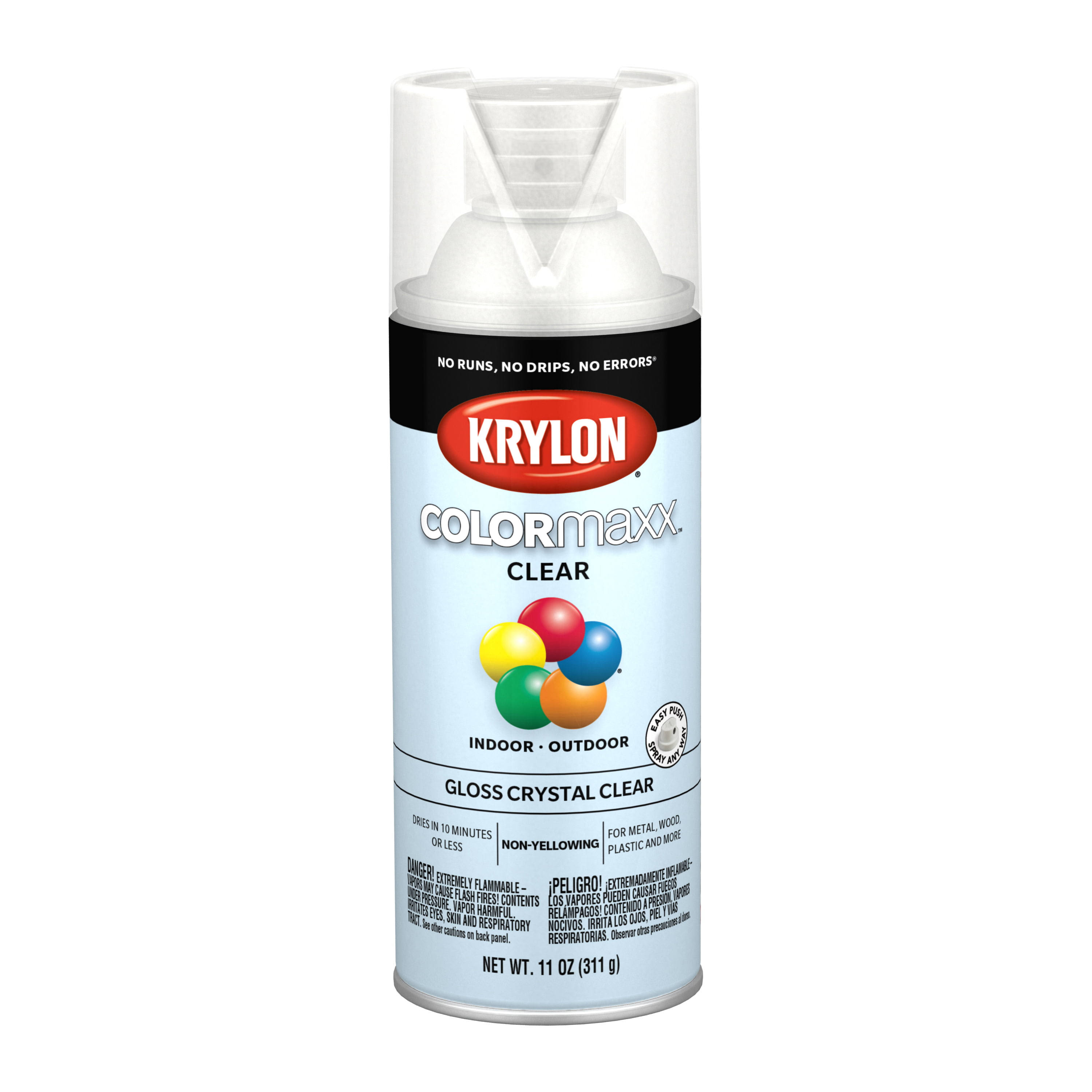 Krylon Gloss Crystal Clear Color Maxx Paint and Primer Spray Paint - 12oz