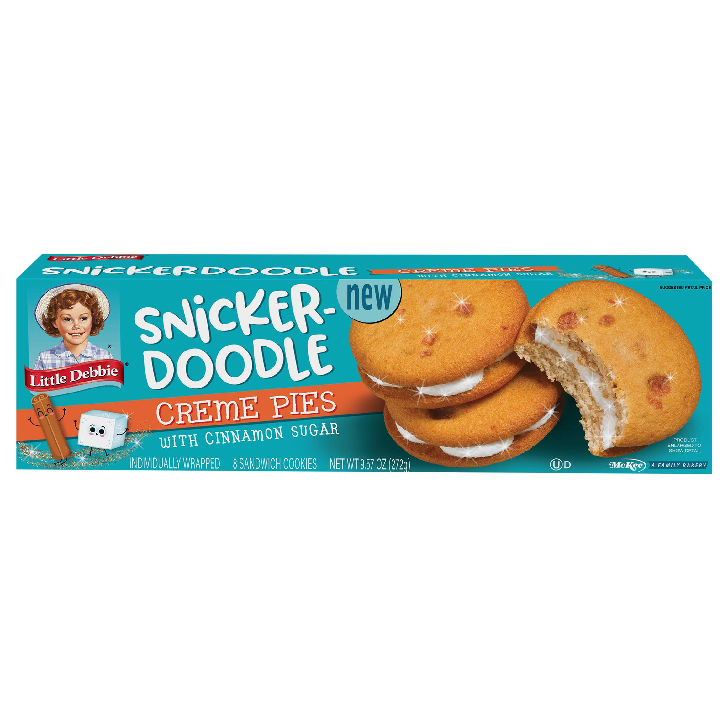 Little Debbie Sandwich Cookies, Creme Pies, Snicker-Doodle - 8 cookies, 9.57 oz