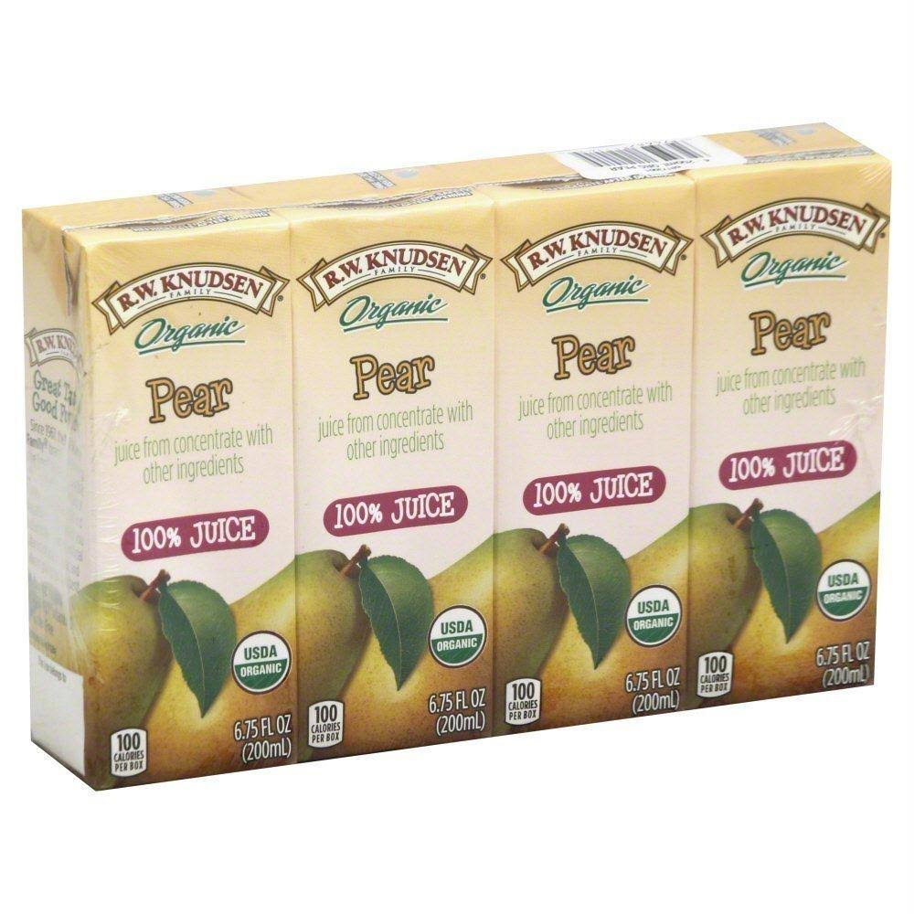 RW Knudsen Organic 100% Juice, Pear - 4 pack, 6.75 fl oz boxes