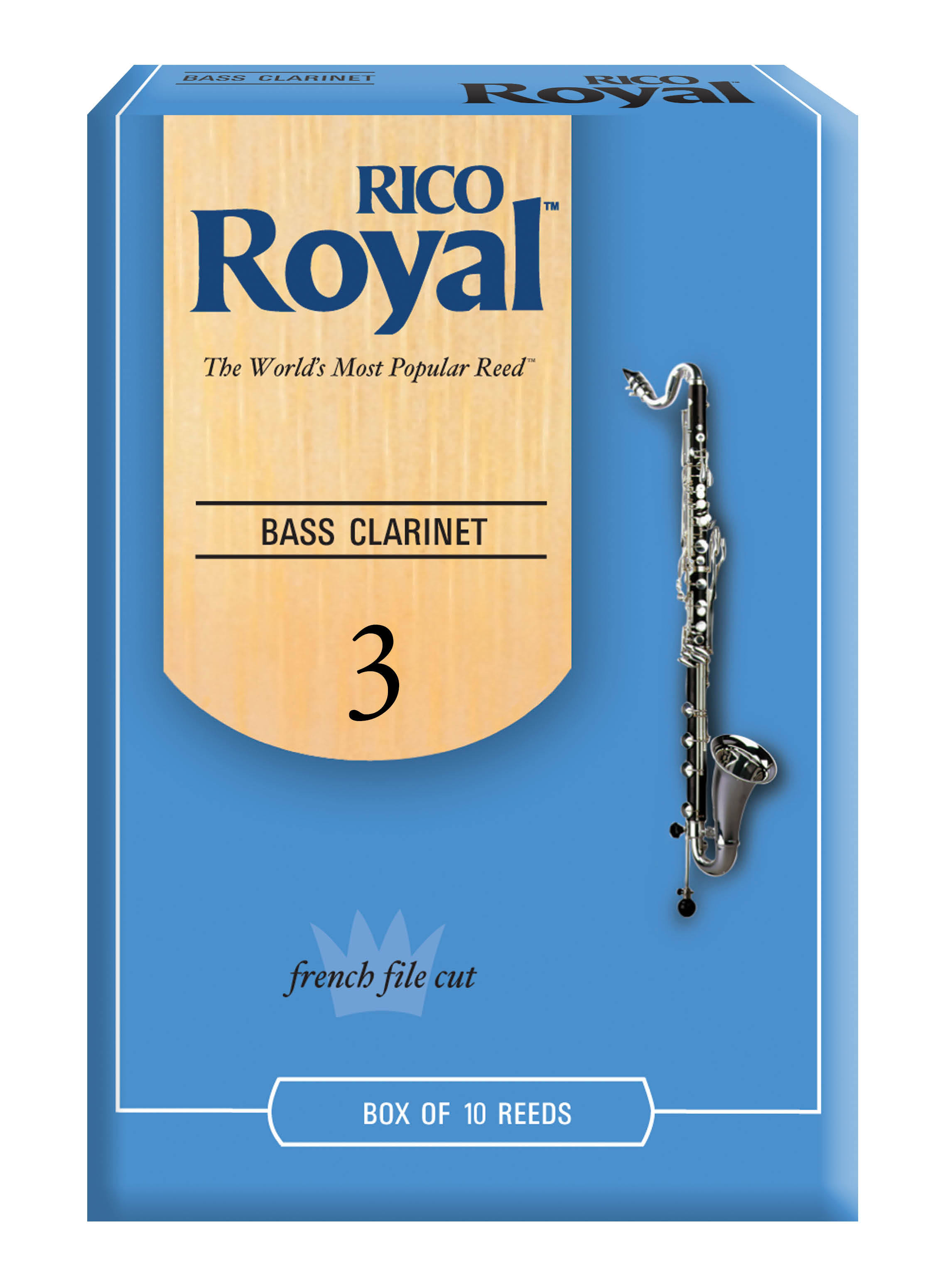 Rico Royal Bass Clarinet Reeds - Strength 3.0, 10pk