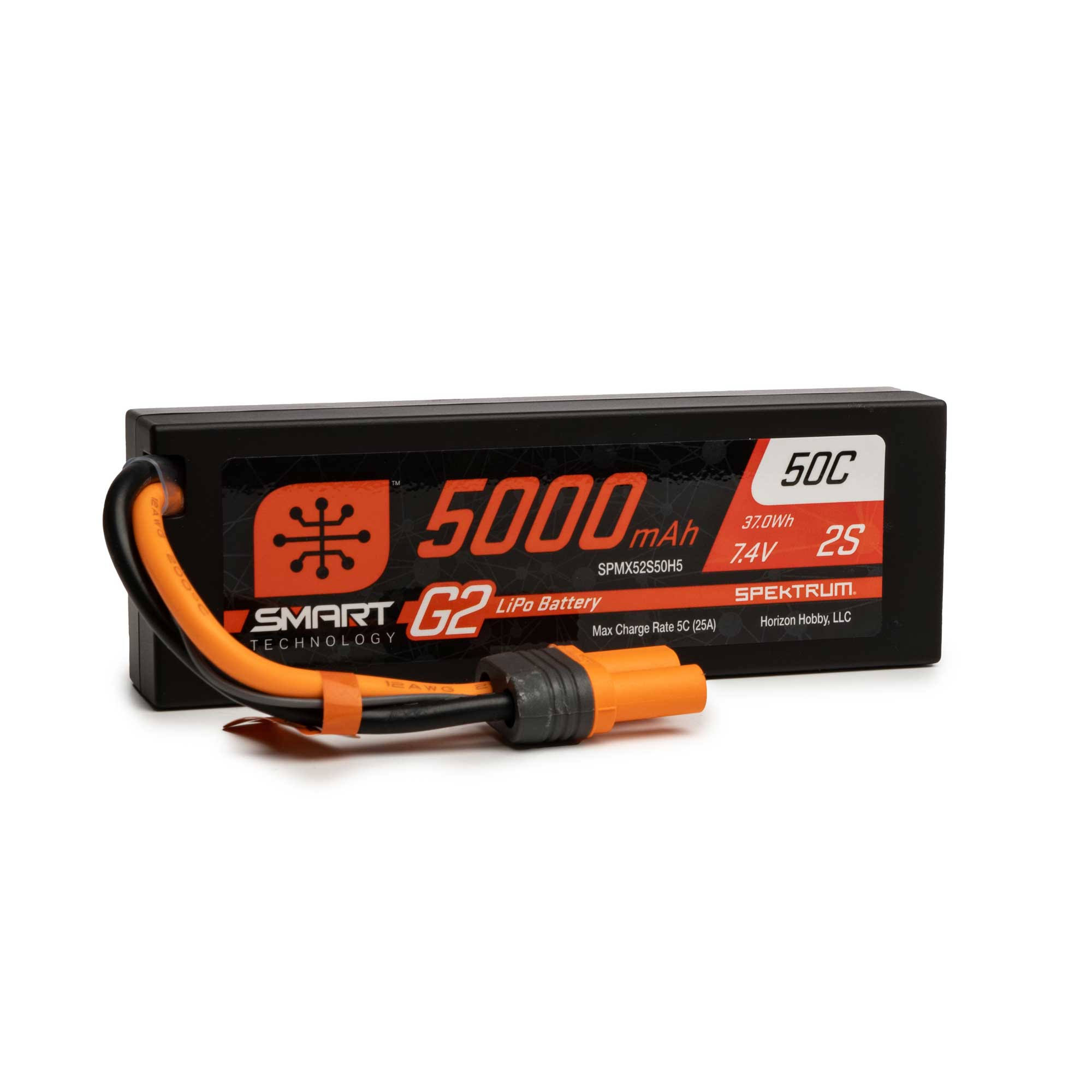 Spektrum 5000mAh 2S 7.4V 50C Smart G2 Hard Case Lipo Battery With IC5 Connector - SPMX52S50H5
