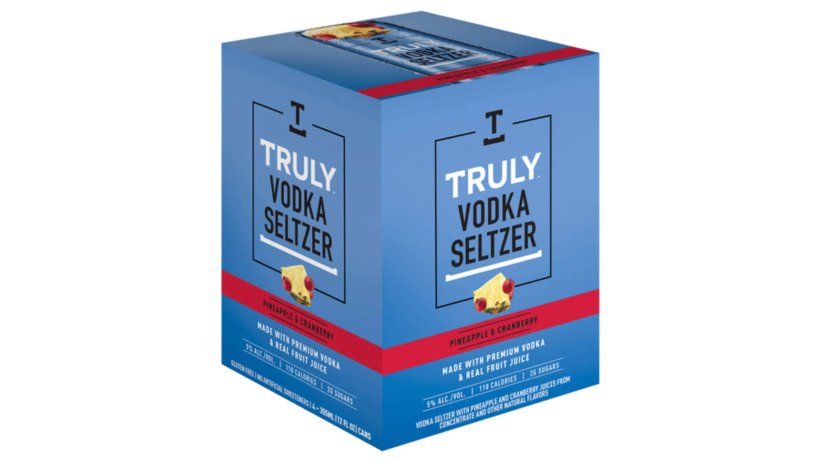 Truly - Pineapple & Cranberry Vodka Seltzer (4 Pack cans)