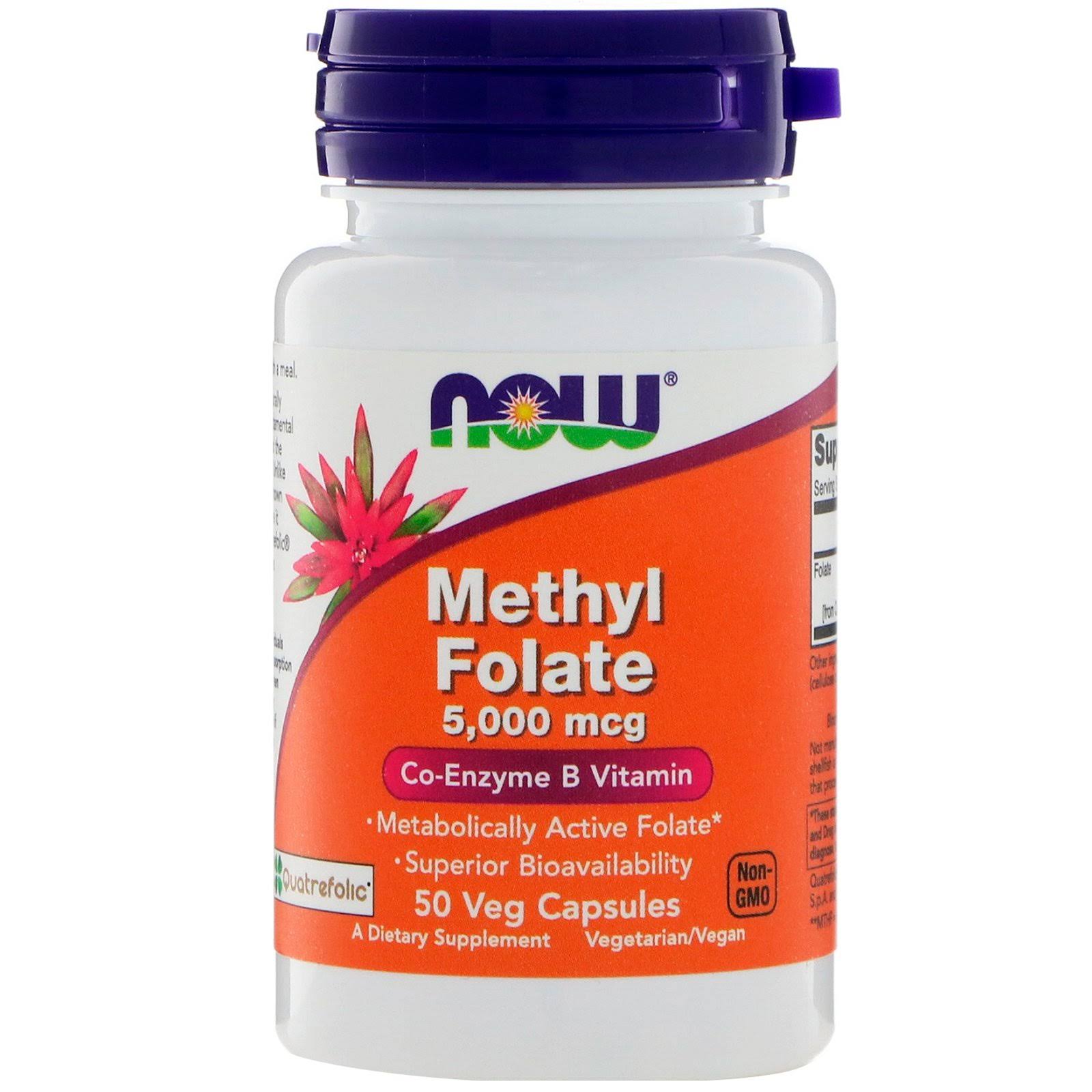 Now Foods Methyl Folate Coenzyme Vitamin Body Healthy Dietary Supplement - 5000mg, 50ct