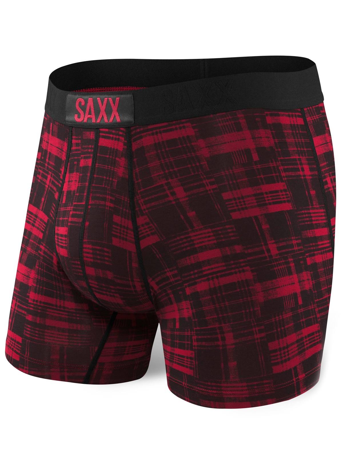 SAXX Vibe Boxer Brief - Large Red Patched Plaid | Underwear