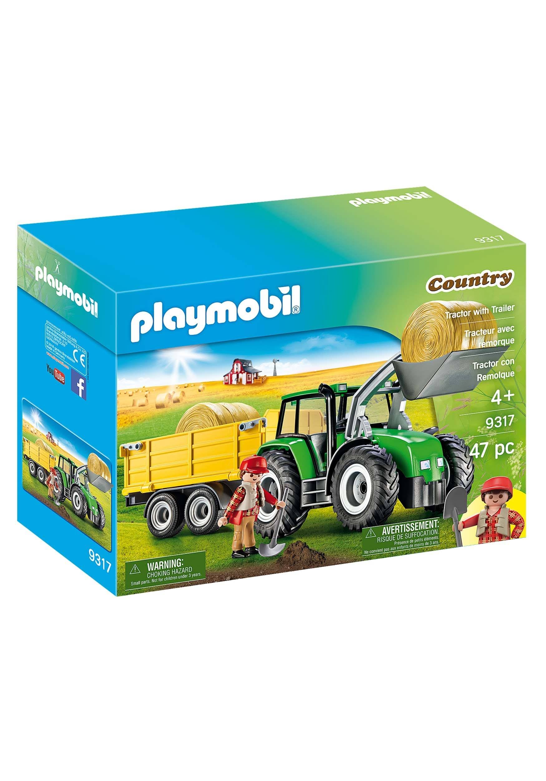Playmobil 9317 Tractor - With Trailer, 47 Pieces