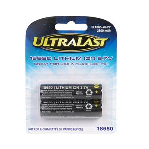Ultralast Rechargeable Battery Lithium Ion 18650 3.7 V 2600 Ah UL1865-26-2P