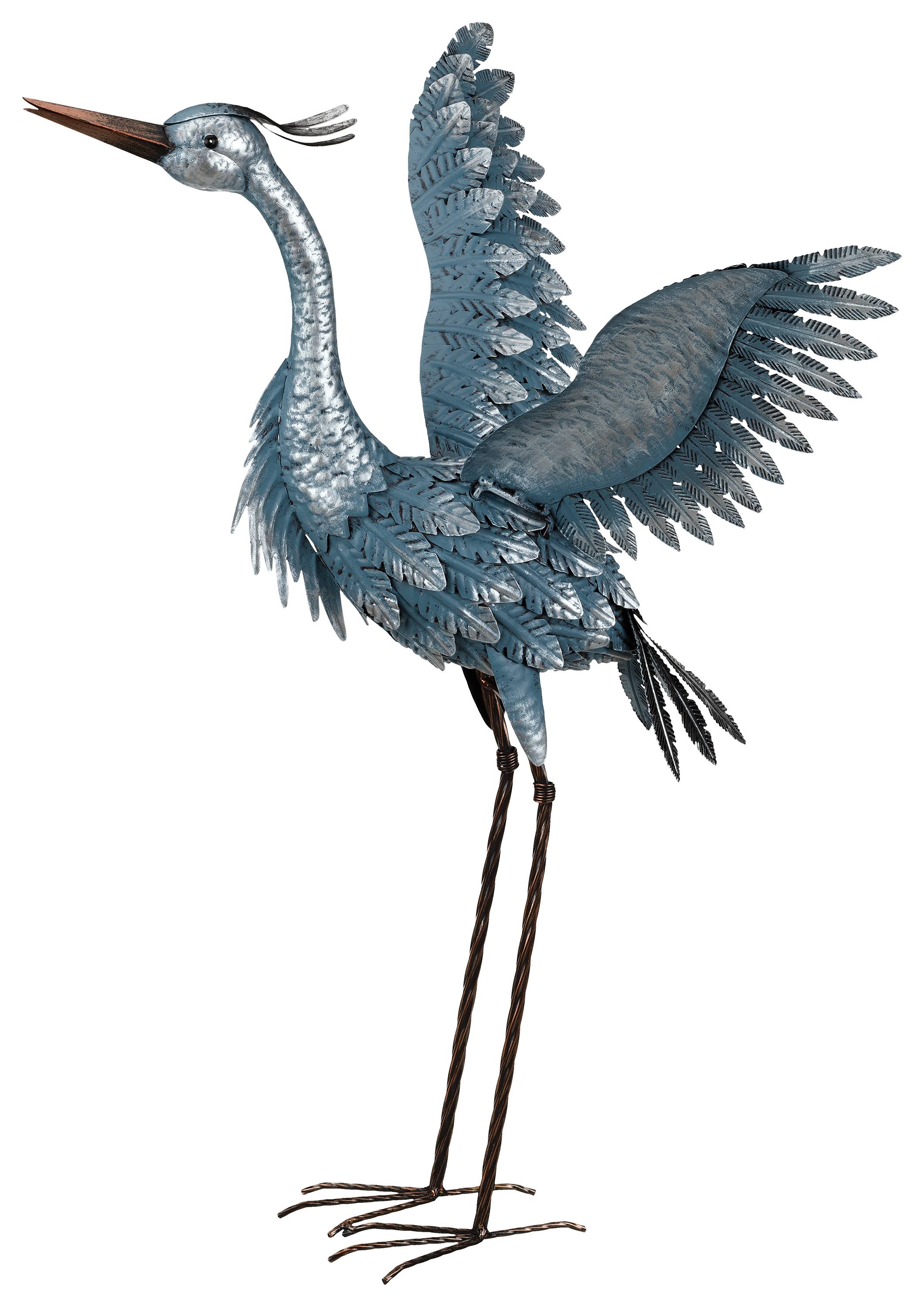 Regal Art & Gift Metallic Blue Wings Up Heron Statue one size