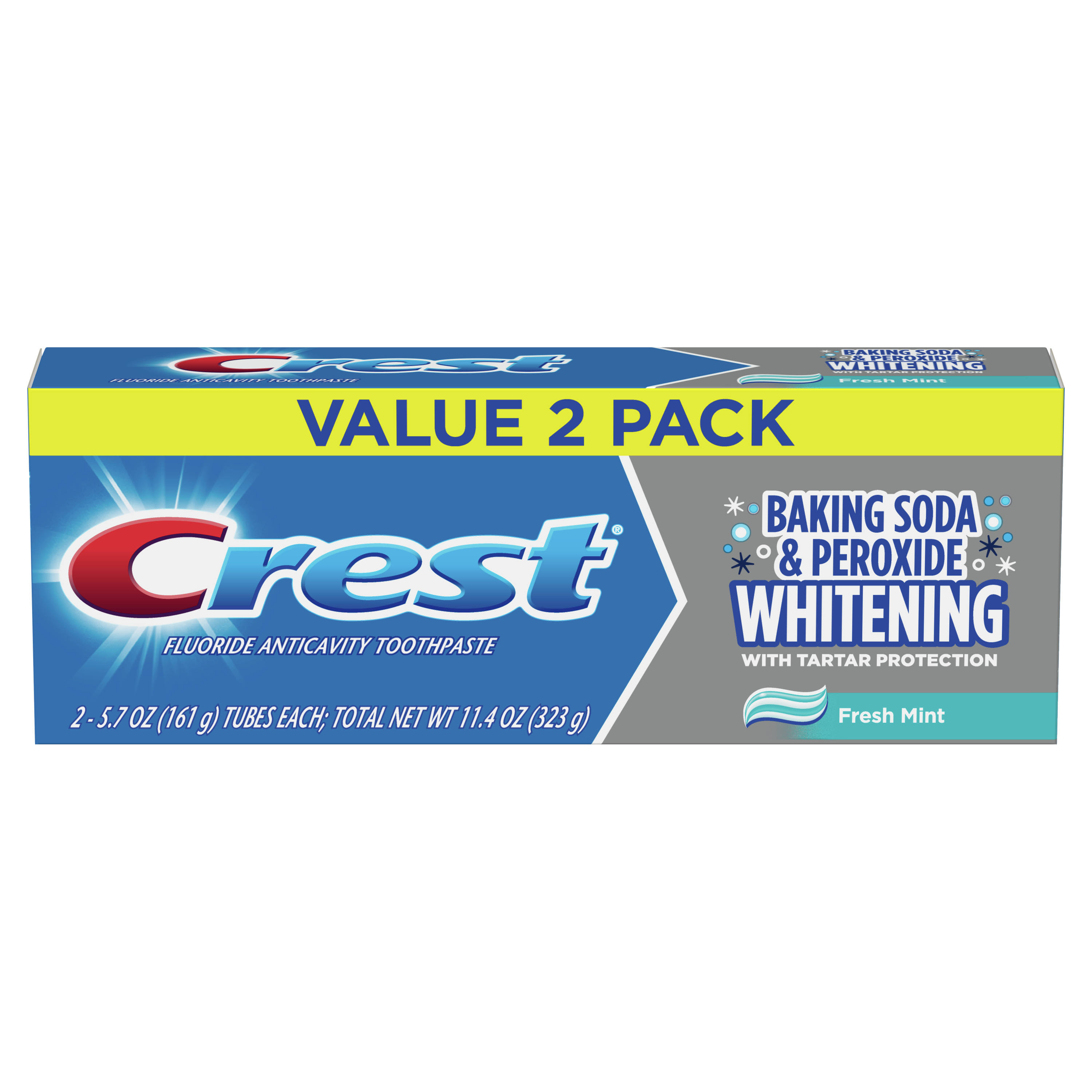 Crest Baking Soda & Peroxide Fresh Mint Toothpaste, 5.7 oz (2 Pack)