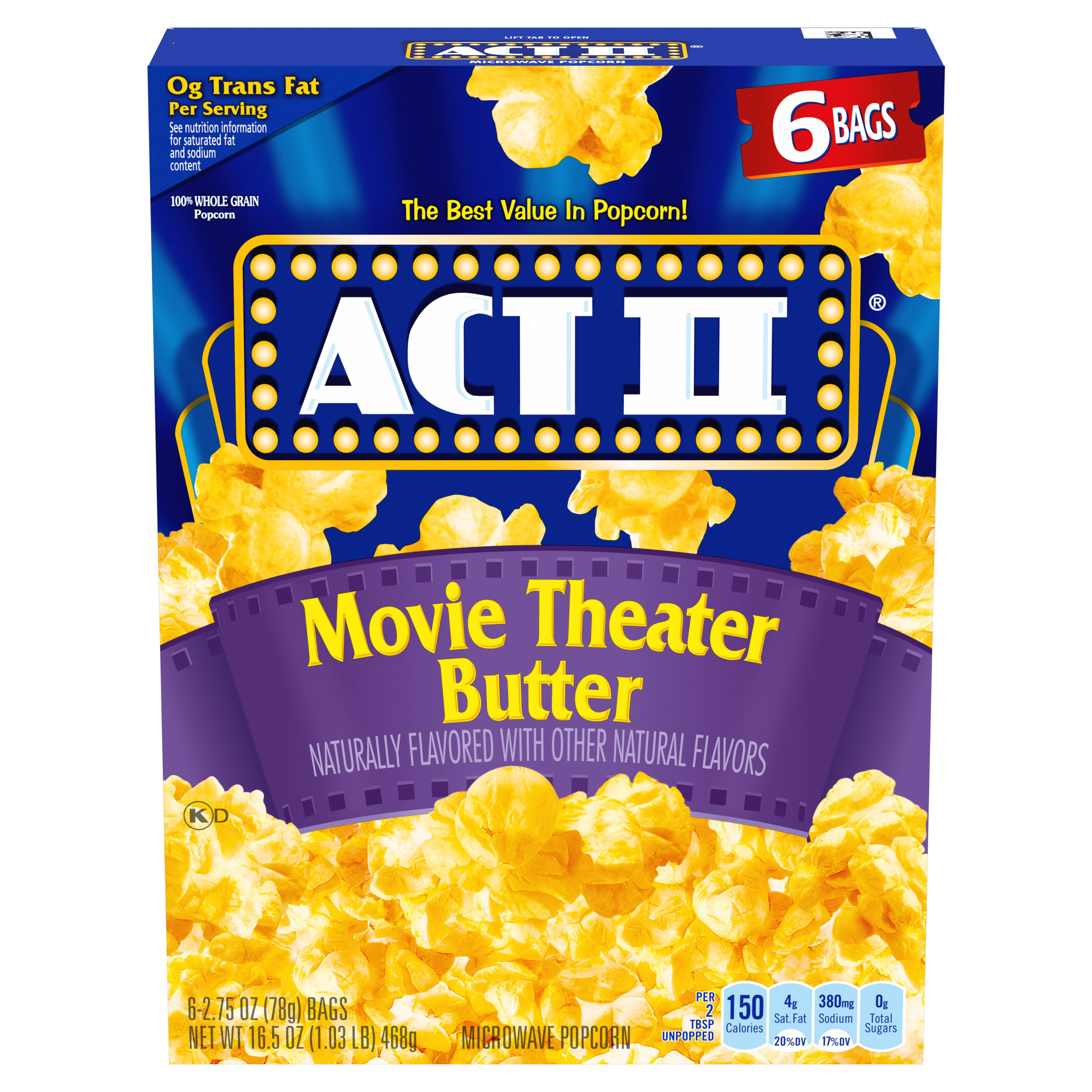 ACT II Microwave Popcorn Movie Theater Butter - 6 ct
