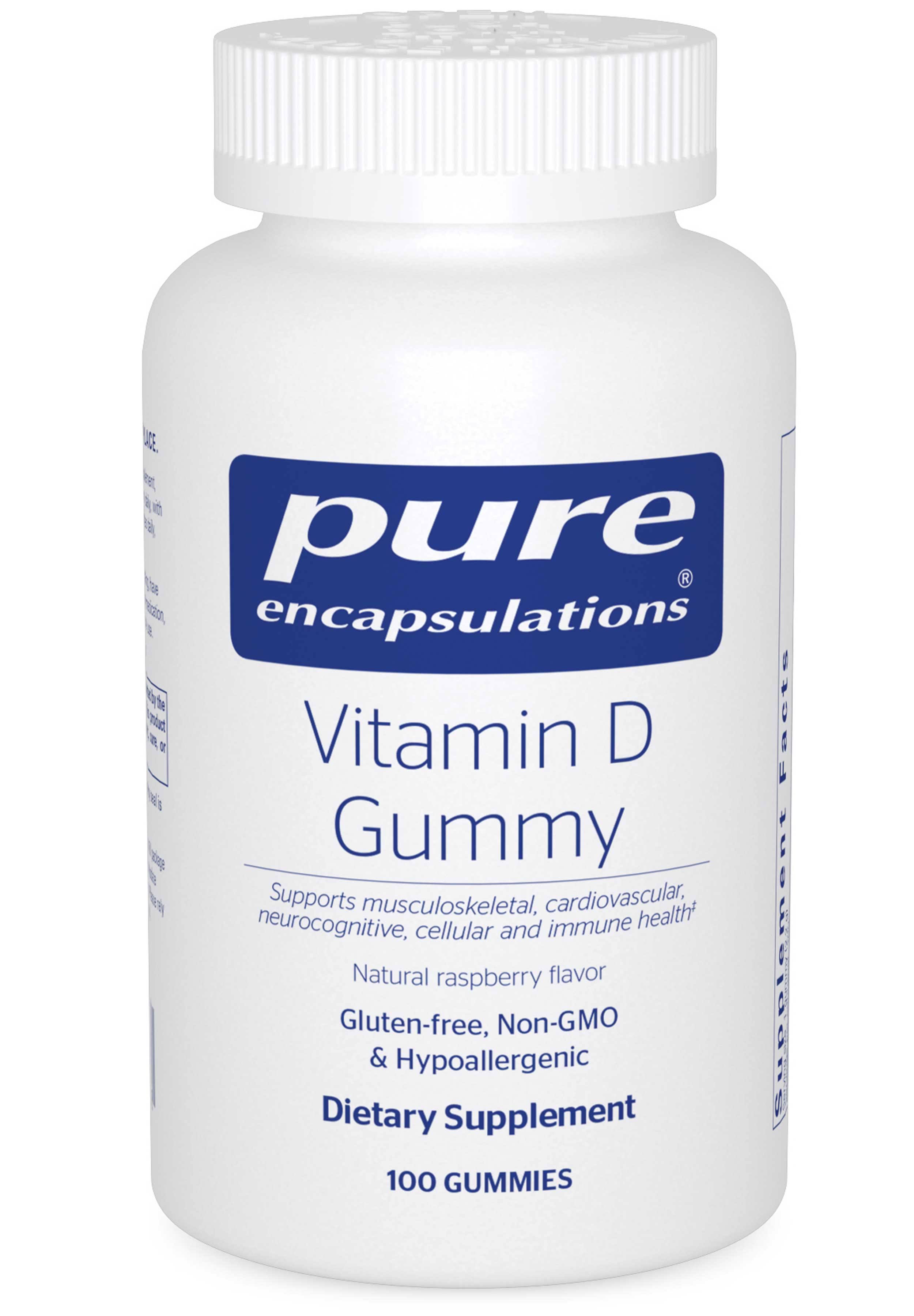 Pure Encapsulations Vitamin D Gummy, Natural Raspberry Flavor - 100