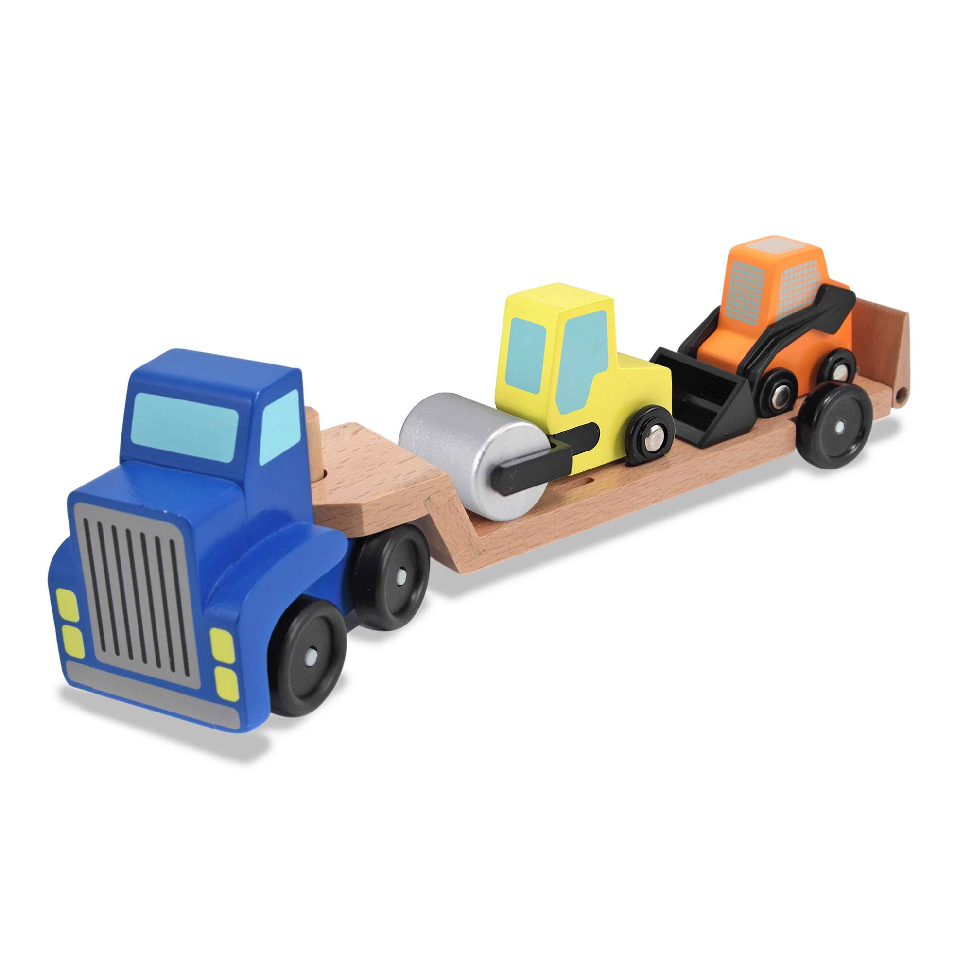 Melissa and Doug Low Loader Wooden Vehicle Play Set