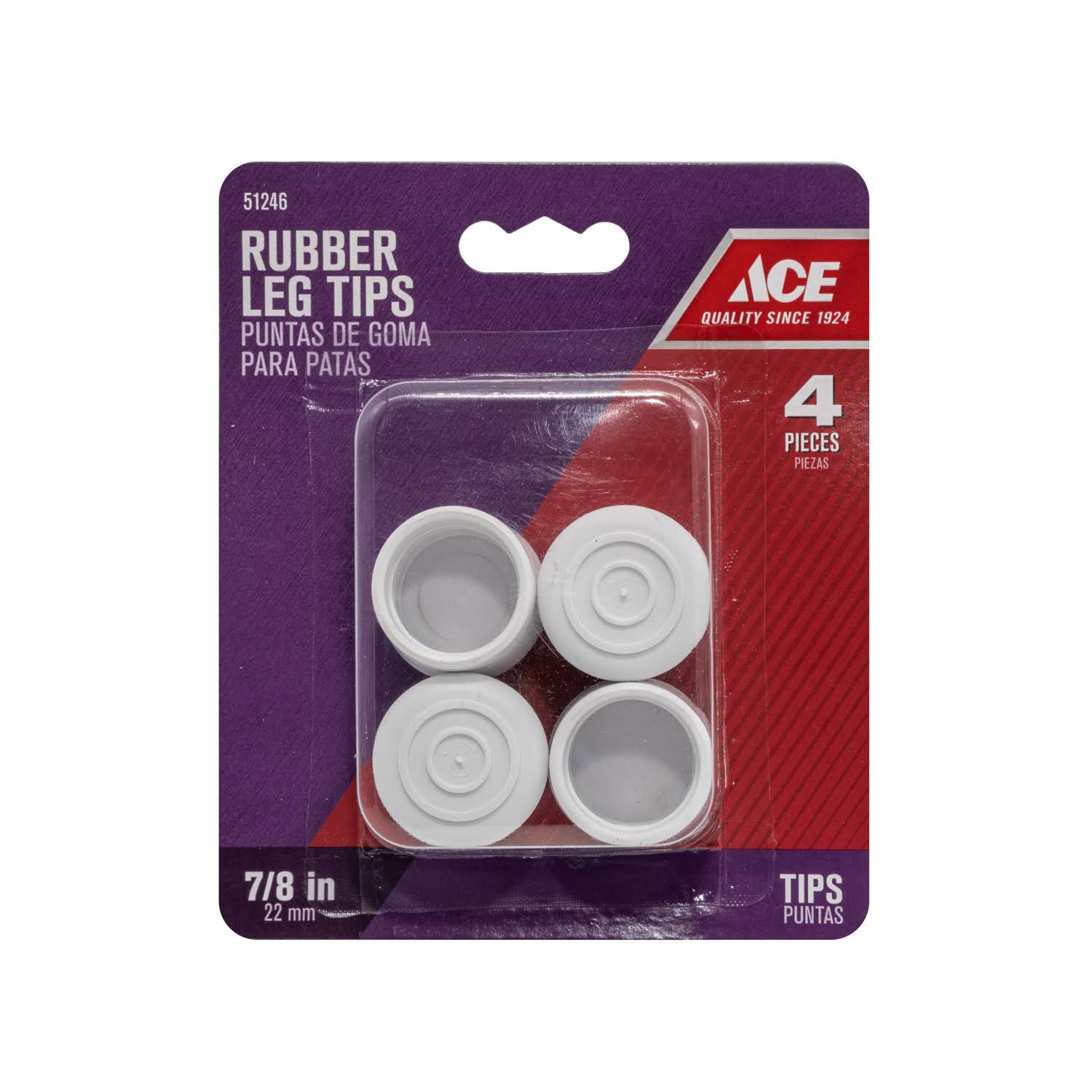 Ace Protective Pads Rubber Leg Tips - White, 4pk, 7/8"