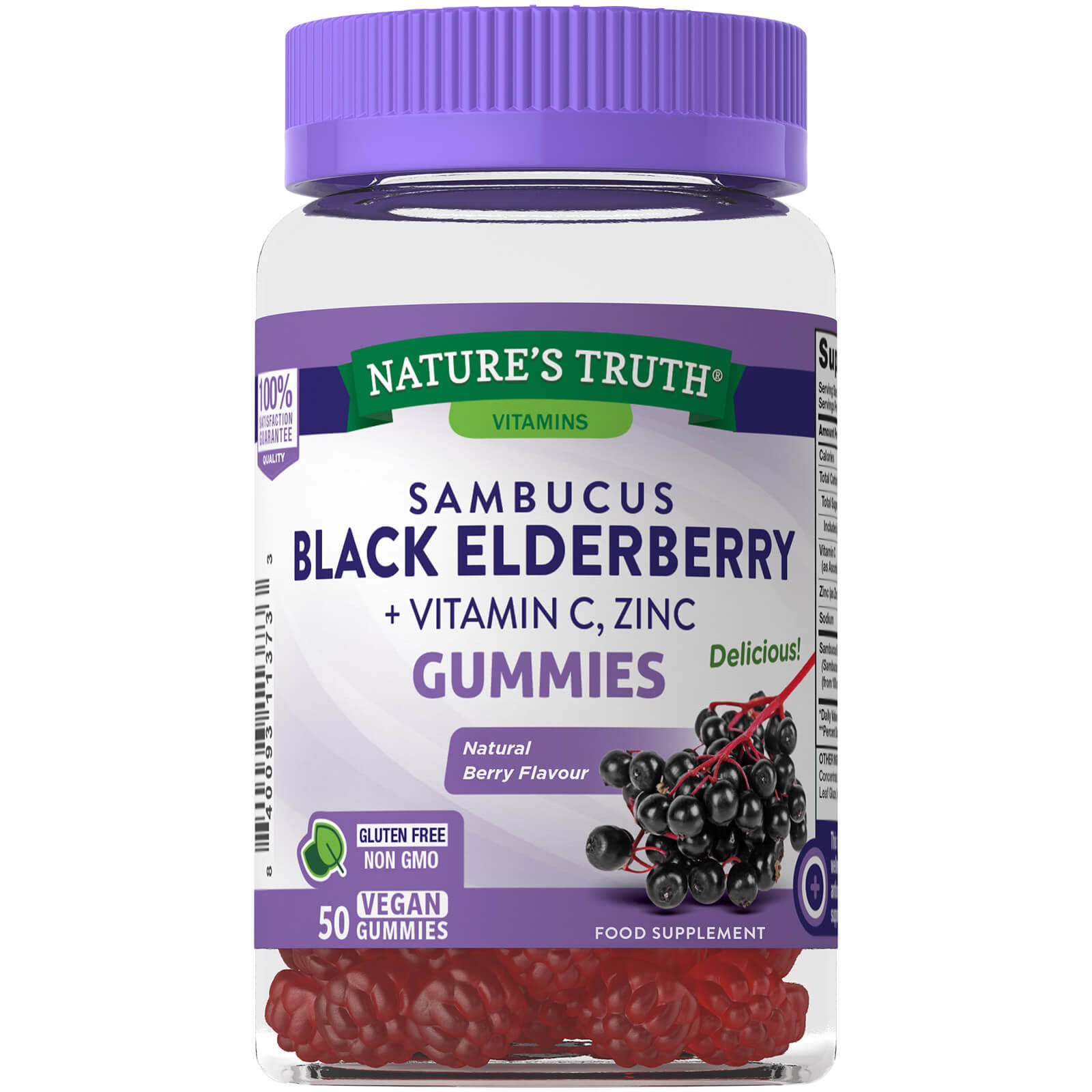 Sambucus Black Elderberry Gummies | 50 Count | with Vitamin C and Zinc