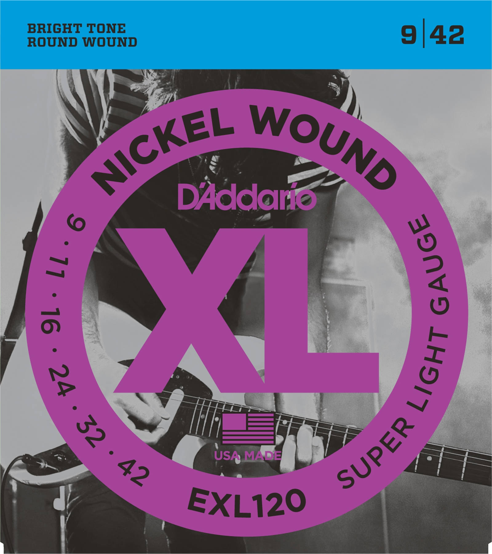 D'Addario EXL120 Nickel Wound Electric Guitar Strings - Super Light, 9-42