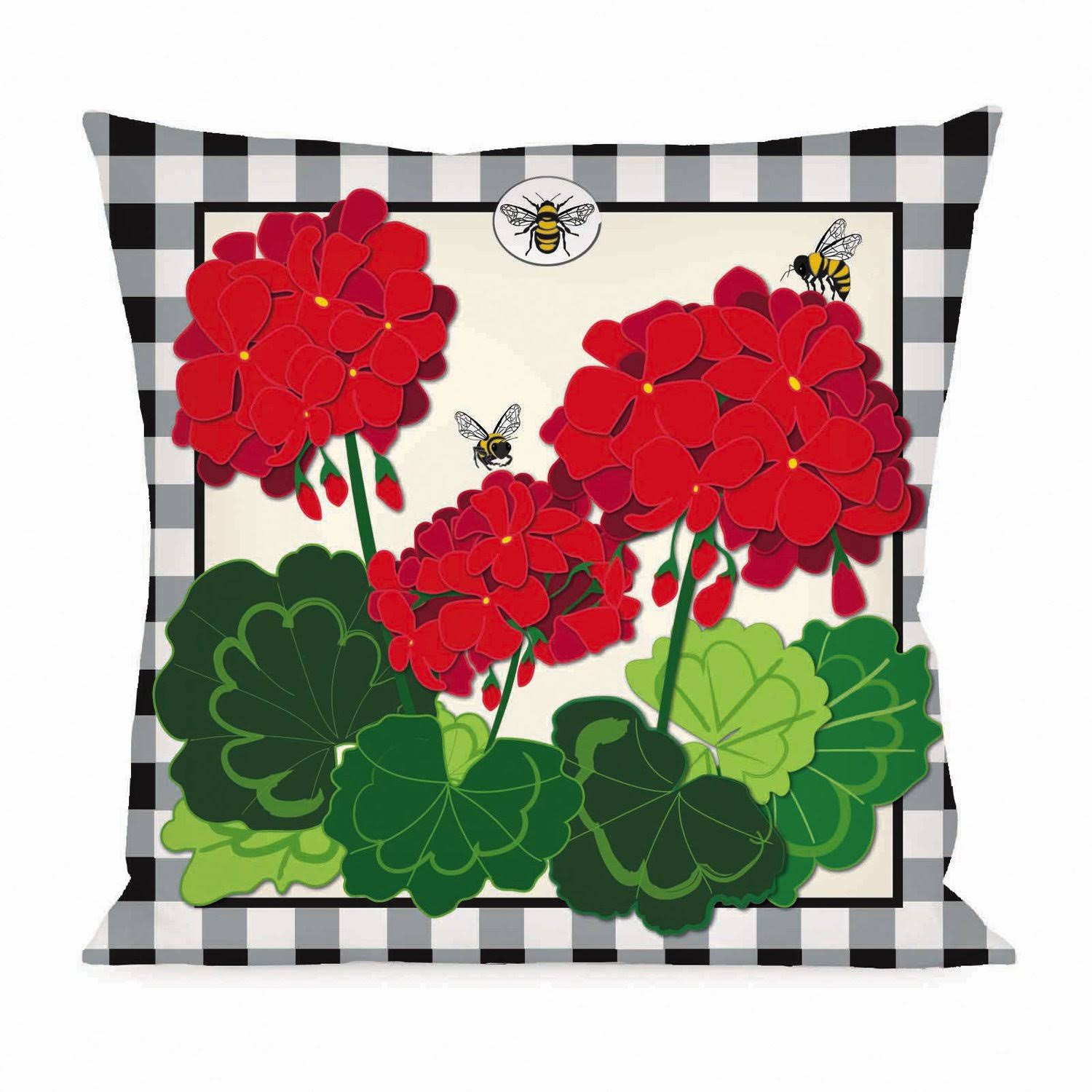 Evergreen Black & Red Gingham Geranium Reversible Pillow Cover One-Size