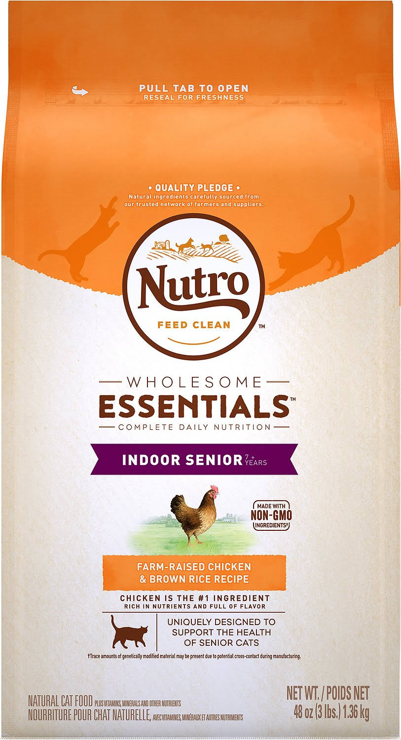 Nutro Indoor Cat Senior Dry Cat Food - Chicken and Whole Brown Rice, 3lbs