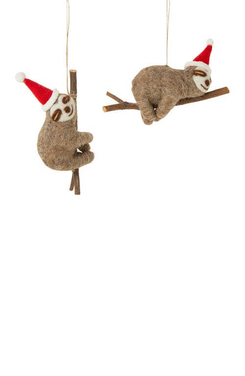 Silver Tree Felt Christmas Sloth Ornament Set, 2 ct