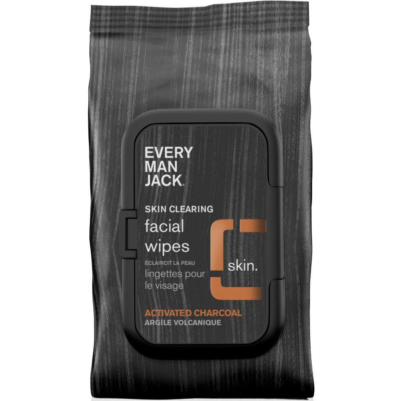 Every Man Jack Facial Wipes - Activated Charcoal, 30ct