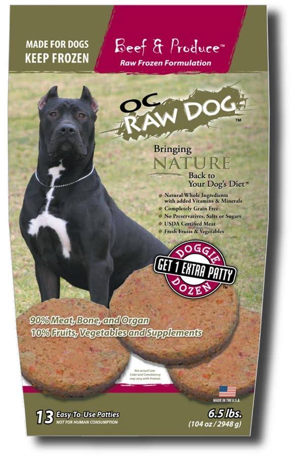 OC Raw Frozen Beef & Produce Patties Dog Food - 6.5 lbs.