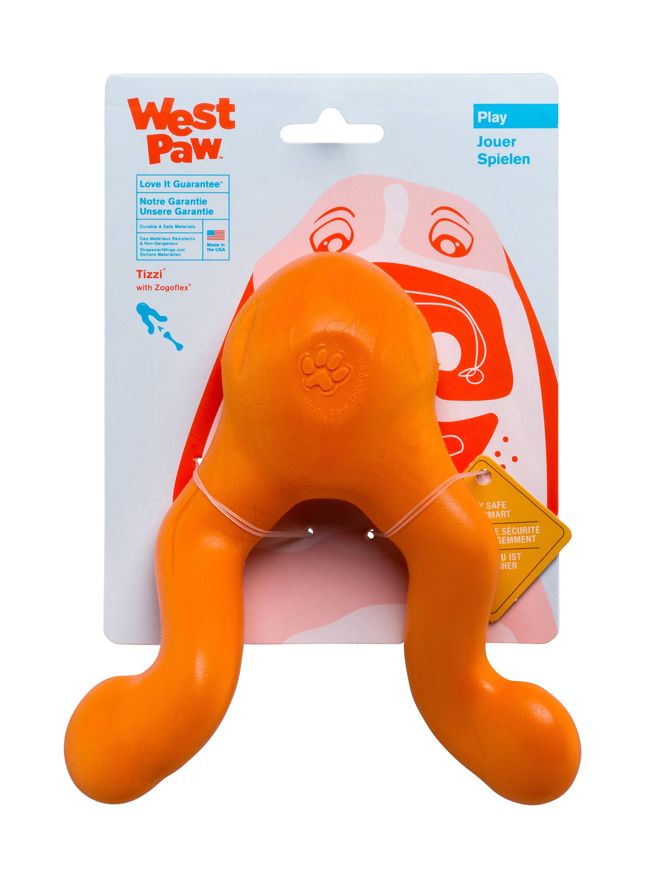 West Paw Tizzi Orange Dog Toy Large