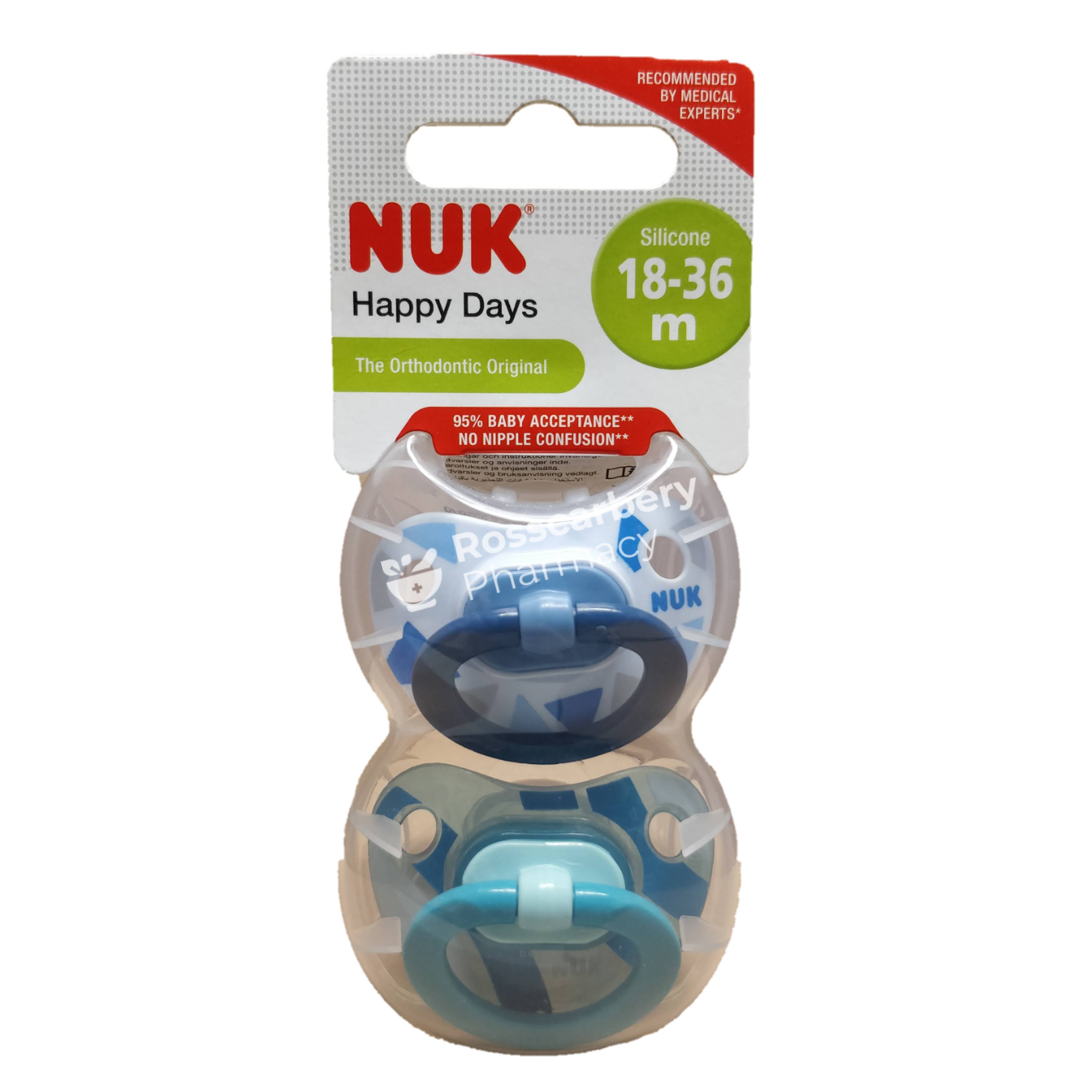 NUK Happy Days Silicone Soother Twin Pack Size 3 18-36m Blue