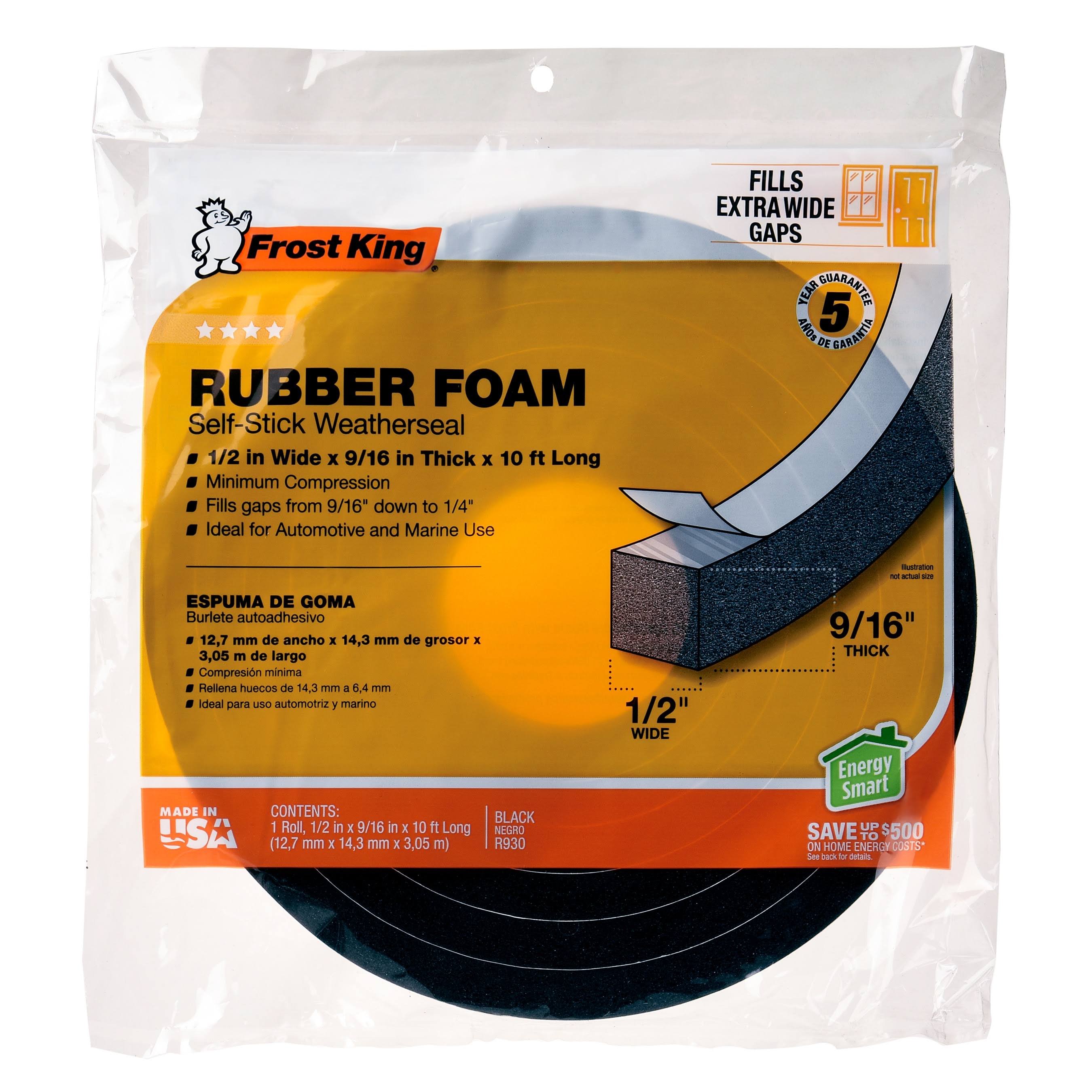 Thermwell Rubber Foam Weatherseal Tape - Black