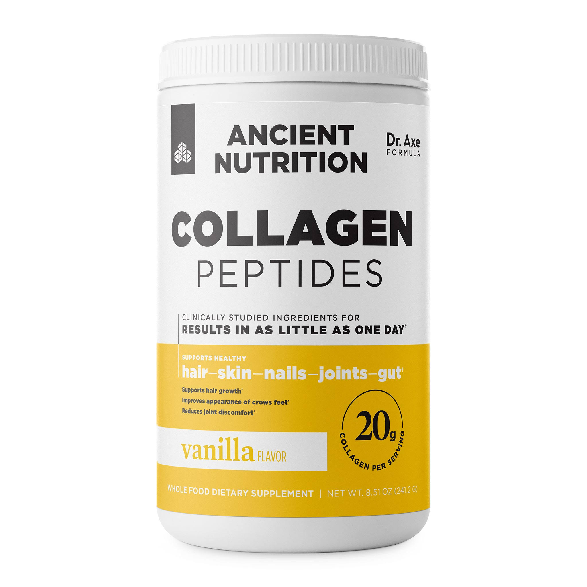 Ancient nutrition collagen peptides powder, vanilla, 8.5 oz
